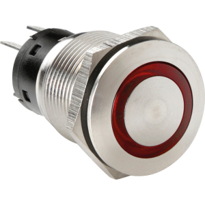 Interruttore a pulsante con spia a Led, 12/24V - Rosso