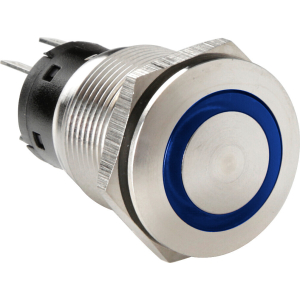 Interruttore a pulsante con spia a Led, 12/24V - Blu