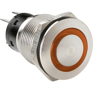 Interruttore a pulsante con spia a Led, 12/24V - Arancio