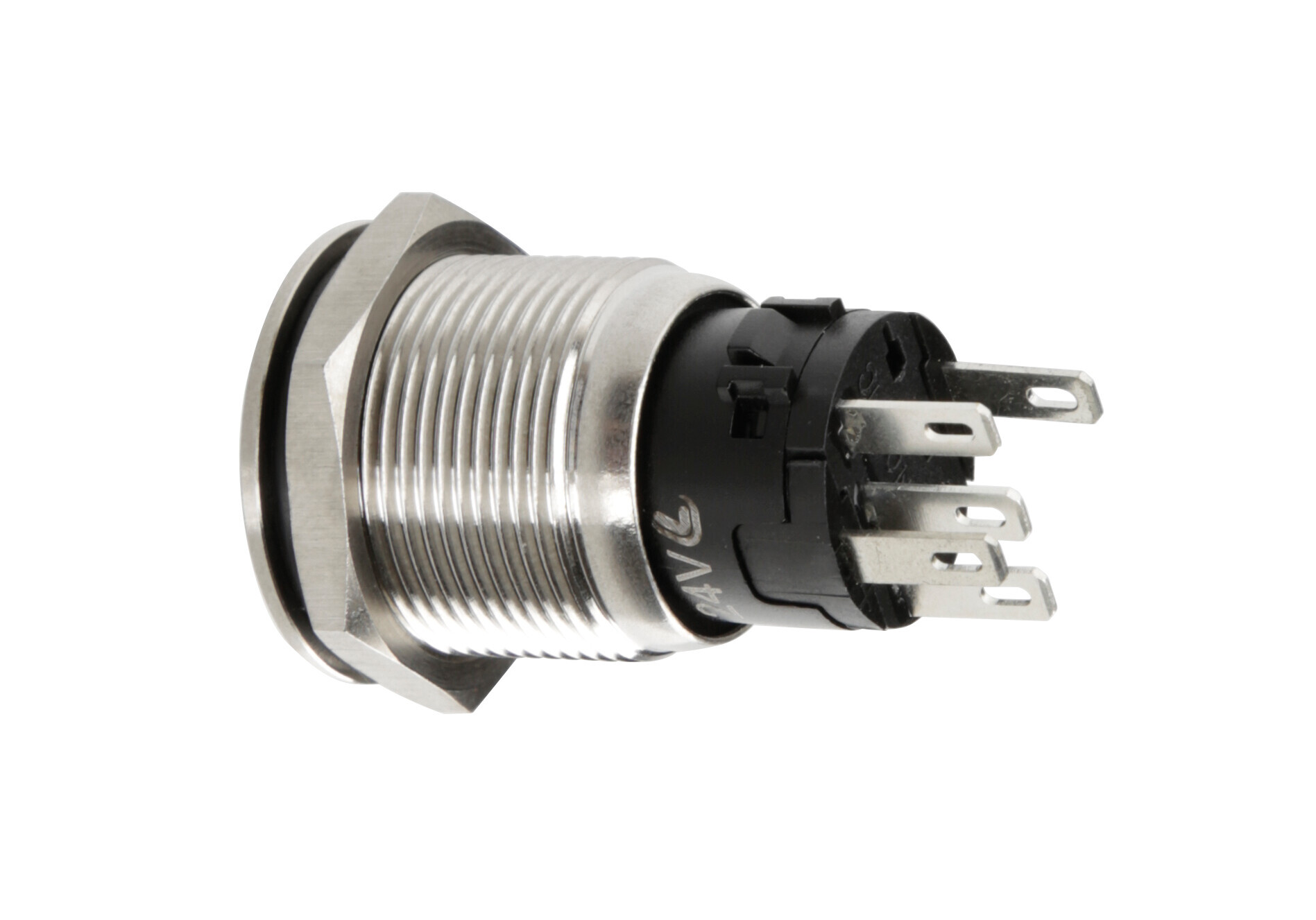 Interruttore a pulsante con spia a Led, 12/24V - Arancio - immagine 2