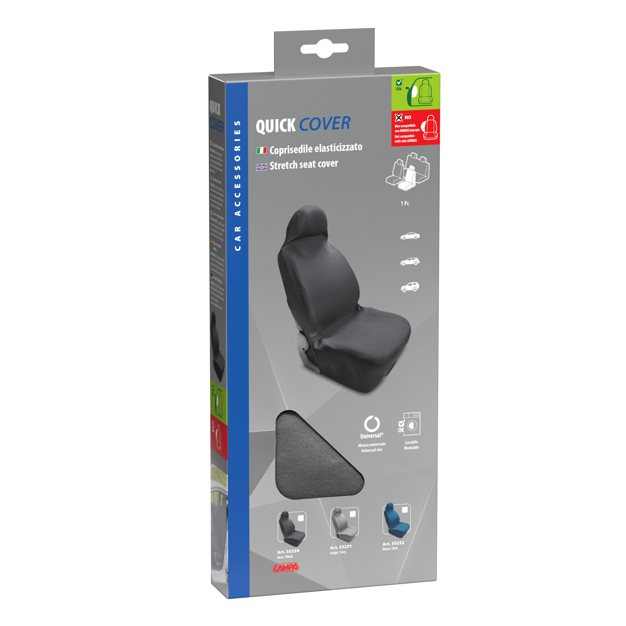 Quick Cover, coprisedile elasticizzato anteriore - Grigio - immagine 4