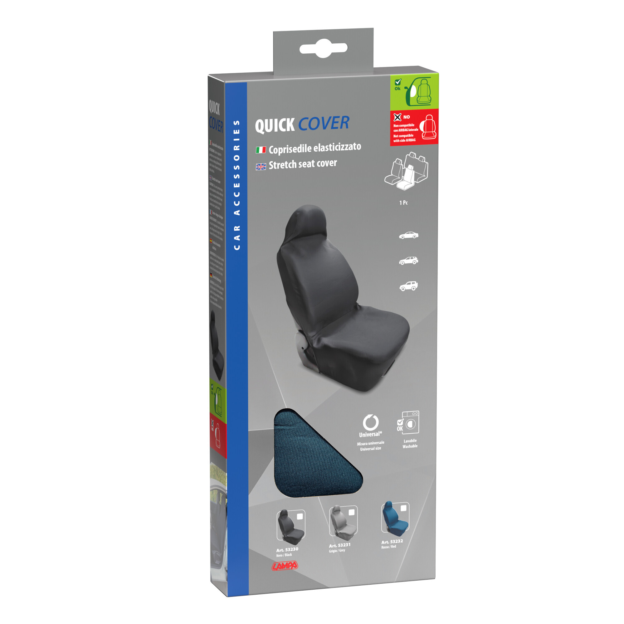 Quick Cover, coprisedile elasticizzato anteriore - Blu - immagine 3