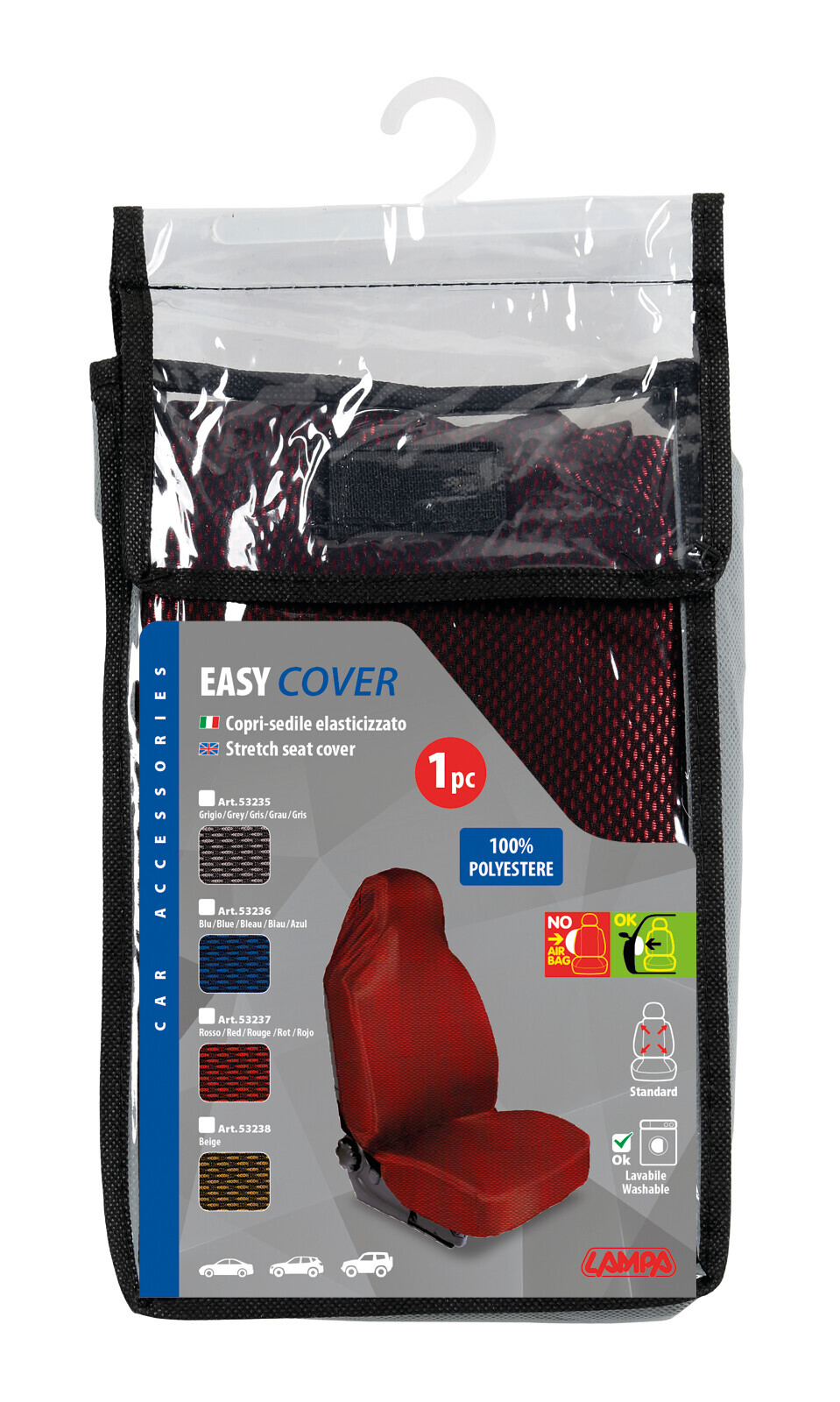 Easy Cover, coprisedile anteriore elasticizzato - Rosso - immagine 3