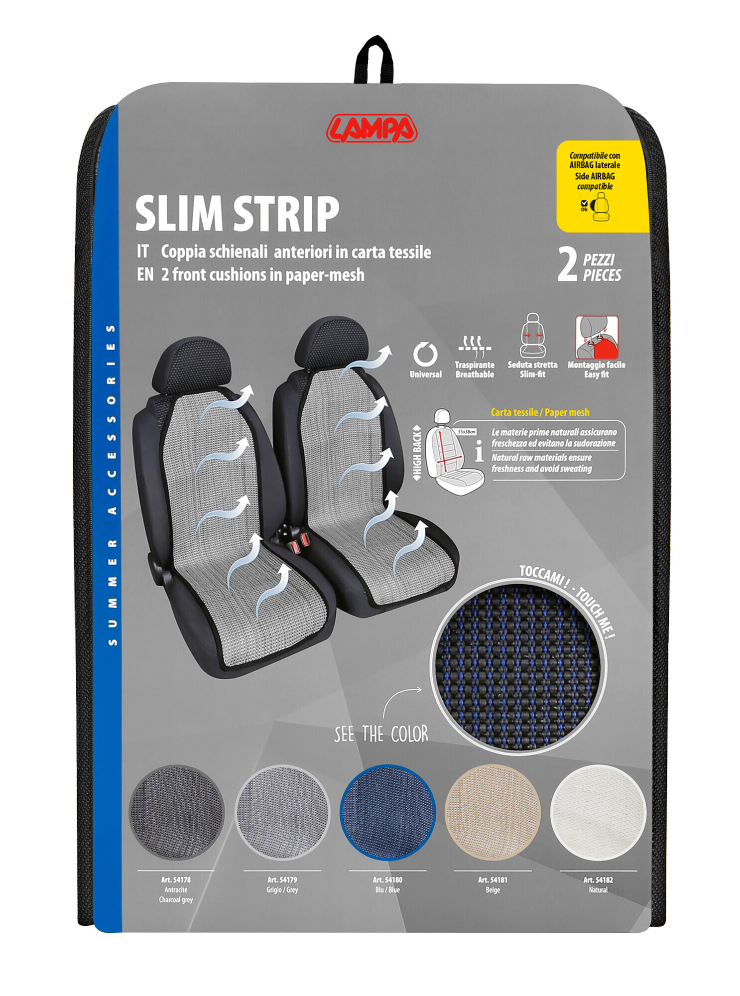 Slim Strip, coppia schienali anteriori - Blu - immagine 3