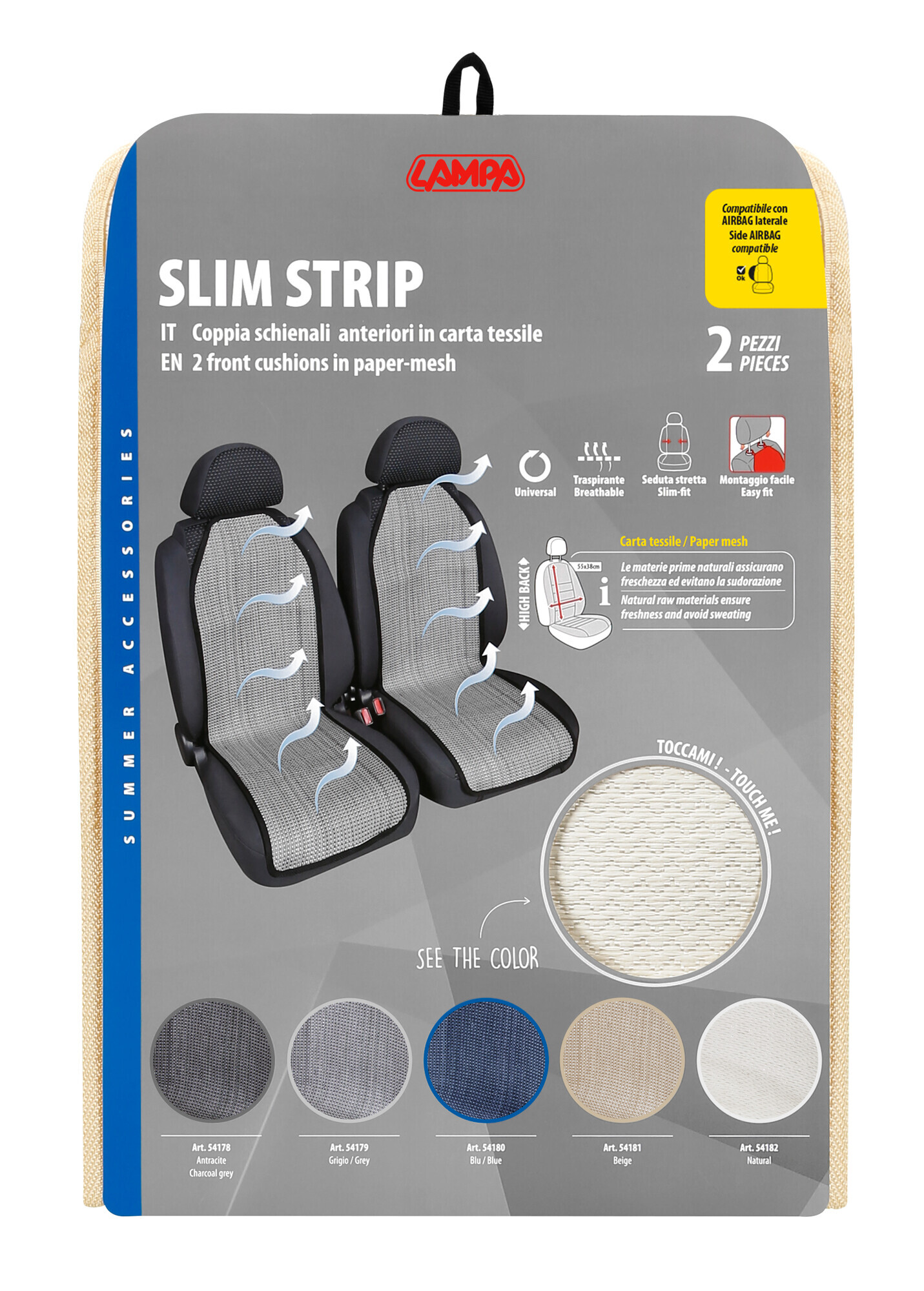 Slim Strip, coppia schienali anteriori - Naturale - immagine 3