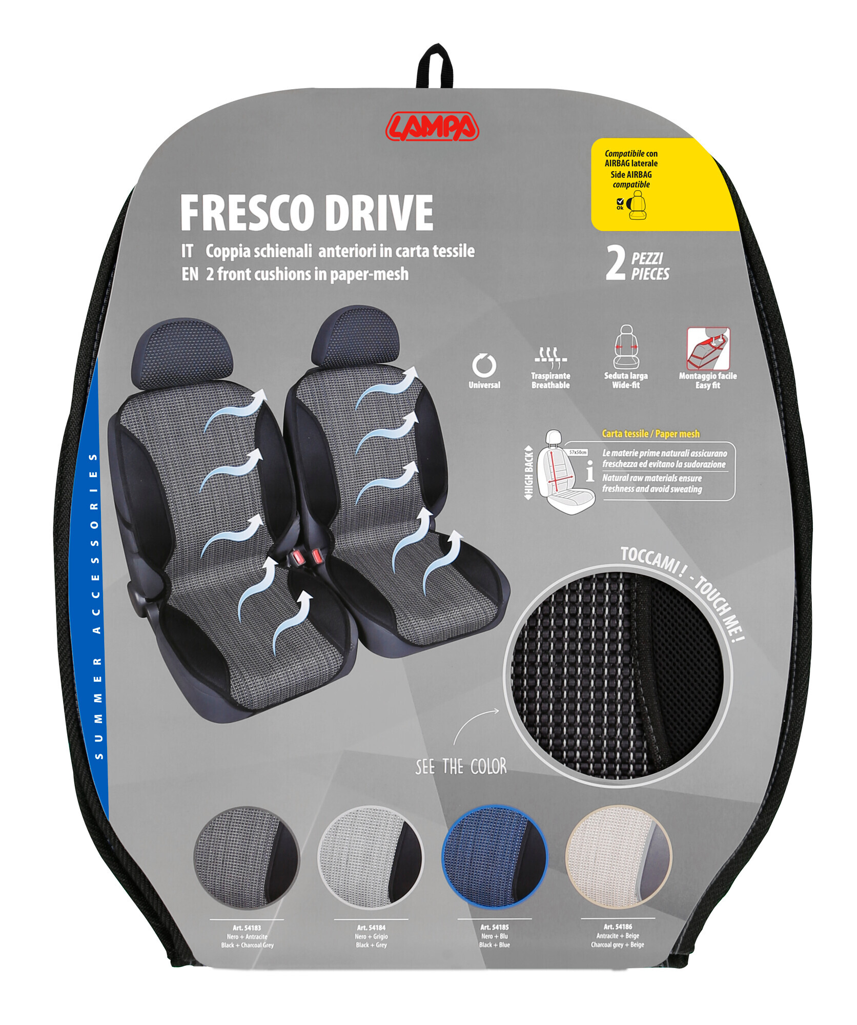 Fresco Drive, coppia schienali anteriori - Nero/Antracite - immagine 4