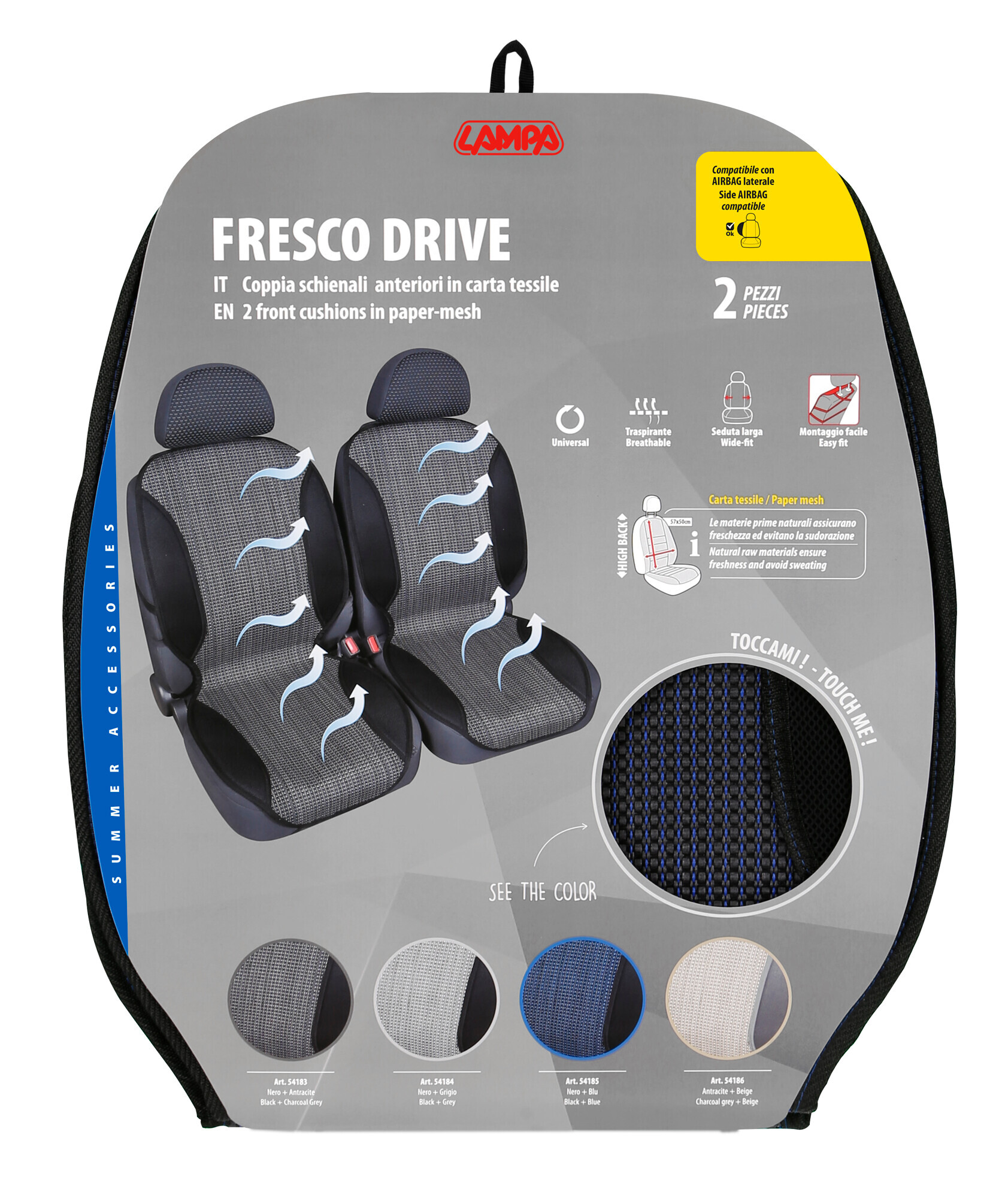 Fresco Drive, coppia schienali anteriori - Nero/Blu - immagine 3