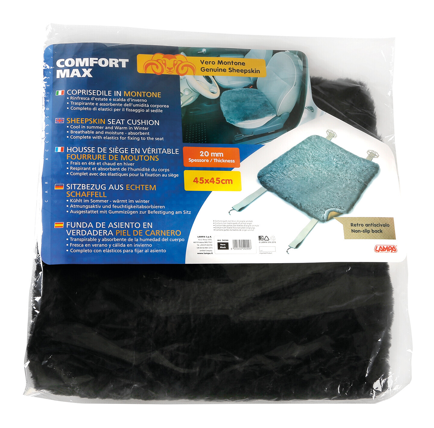 Comfort Max, coprisedile in montone - Nero - immagine 2