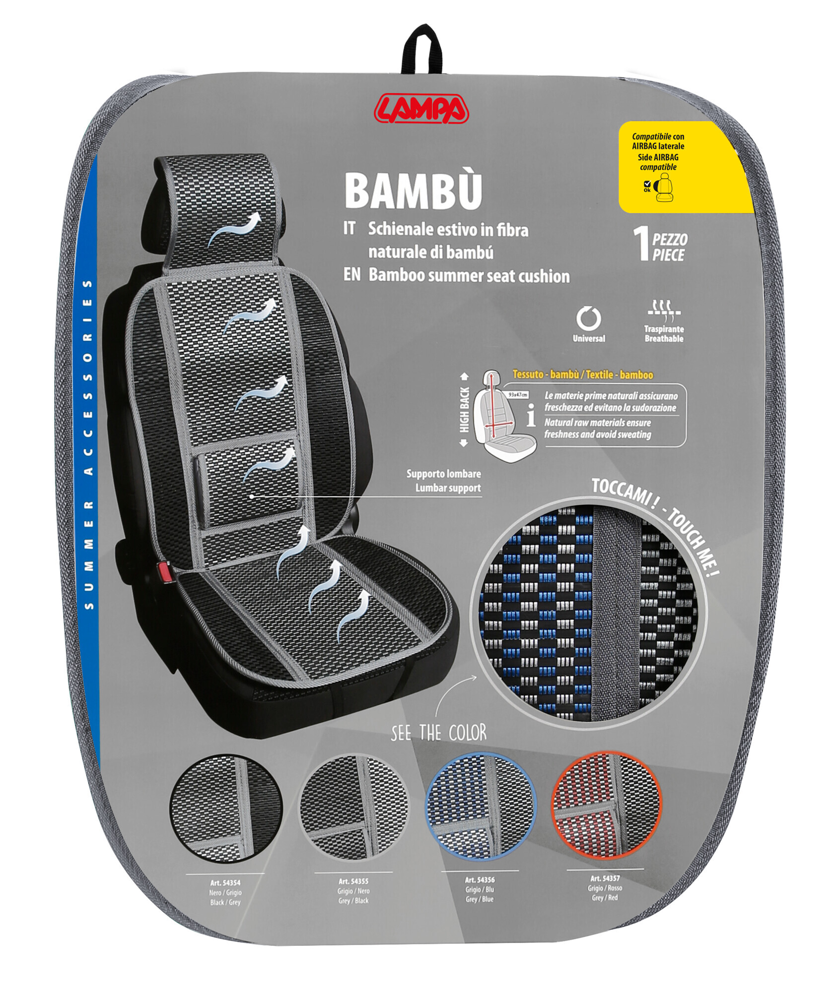 Bambù, schienale estivo in fibra naturale di bambù - Blu - immagine 2