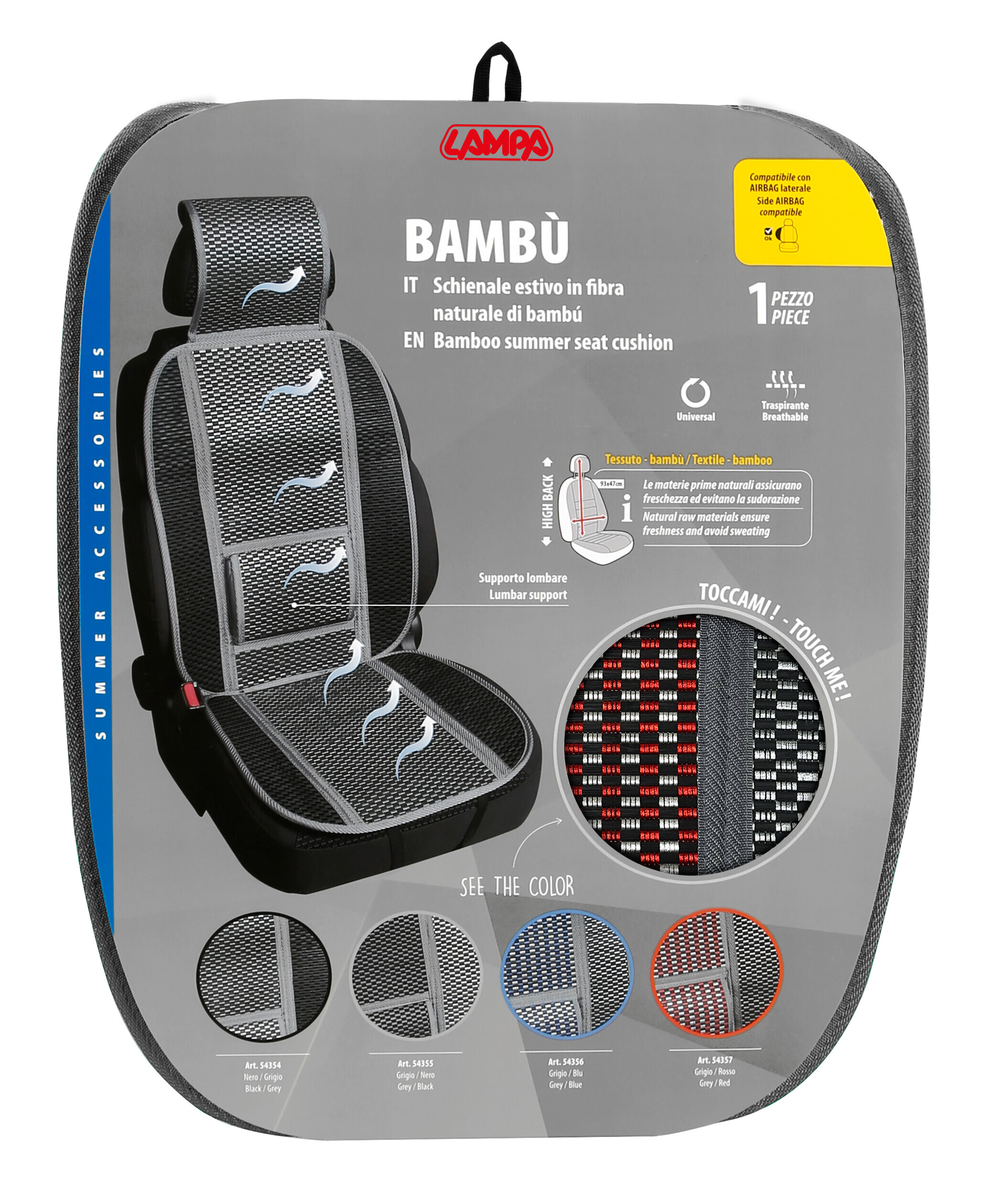 Bambù, schienale estivo in fibra naturale di bambù - Rosso - immagine 2