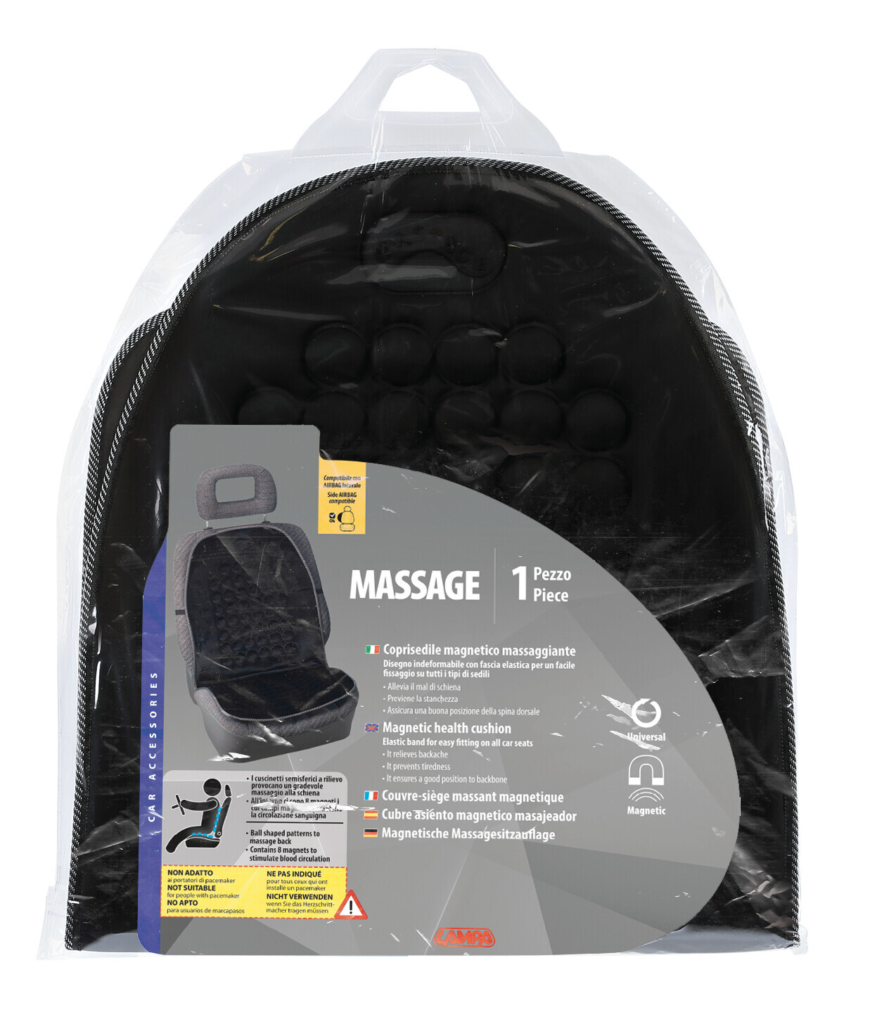 Massage, schienale magnetico massaggiante - Nero - immagine 2