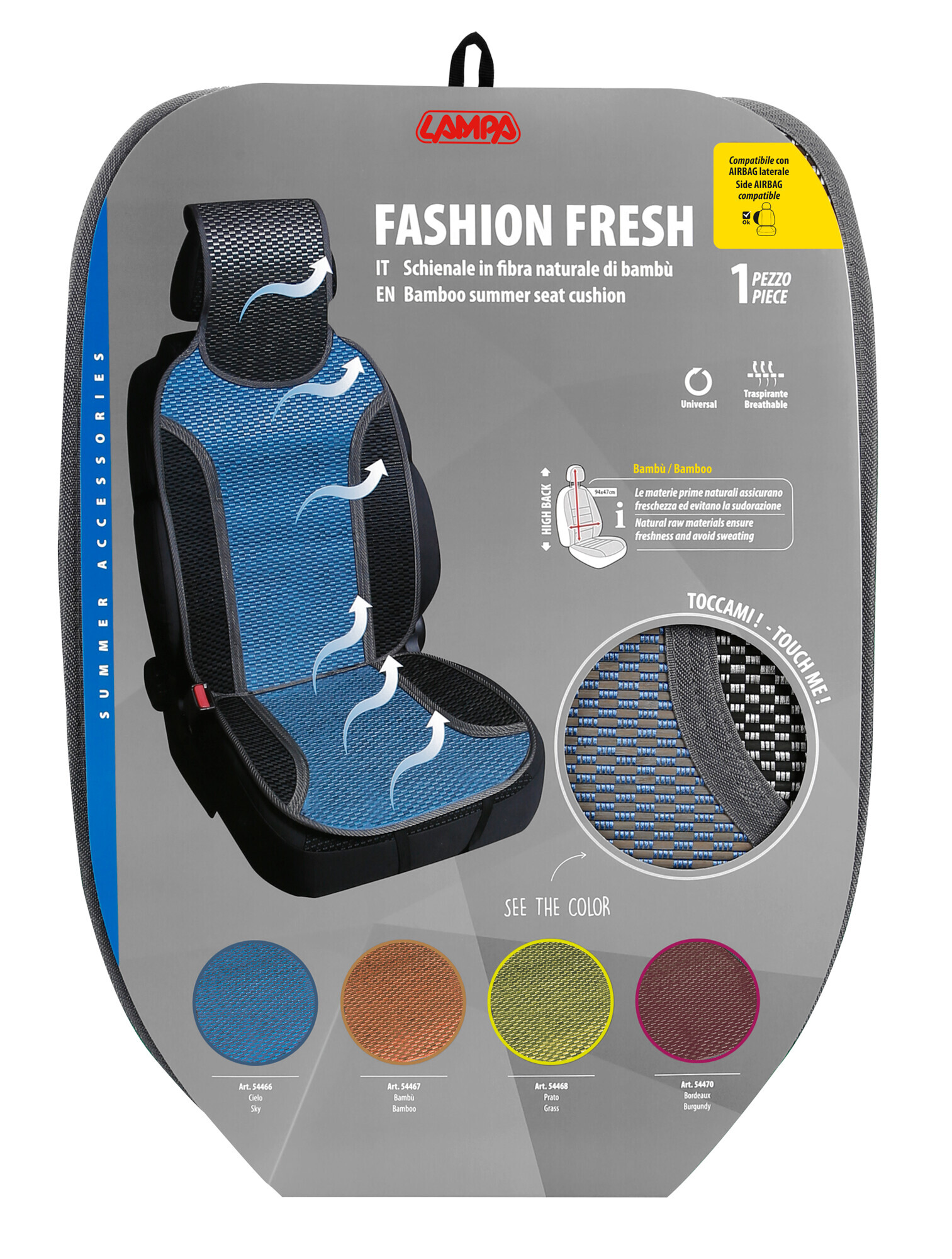 Fashion-Fresh, schienale estivo in fibra naturale di bambù - Cielo - immagine 3