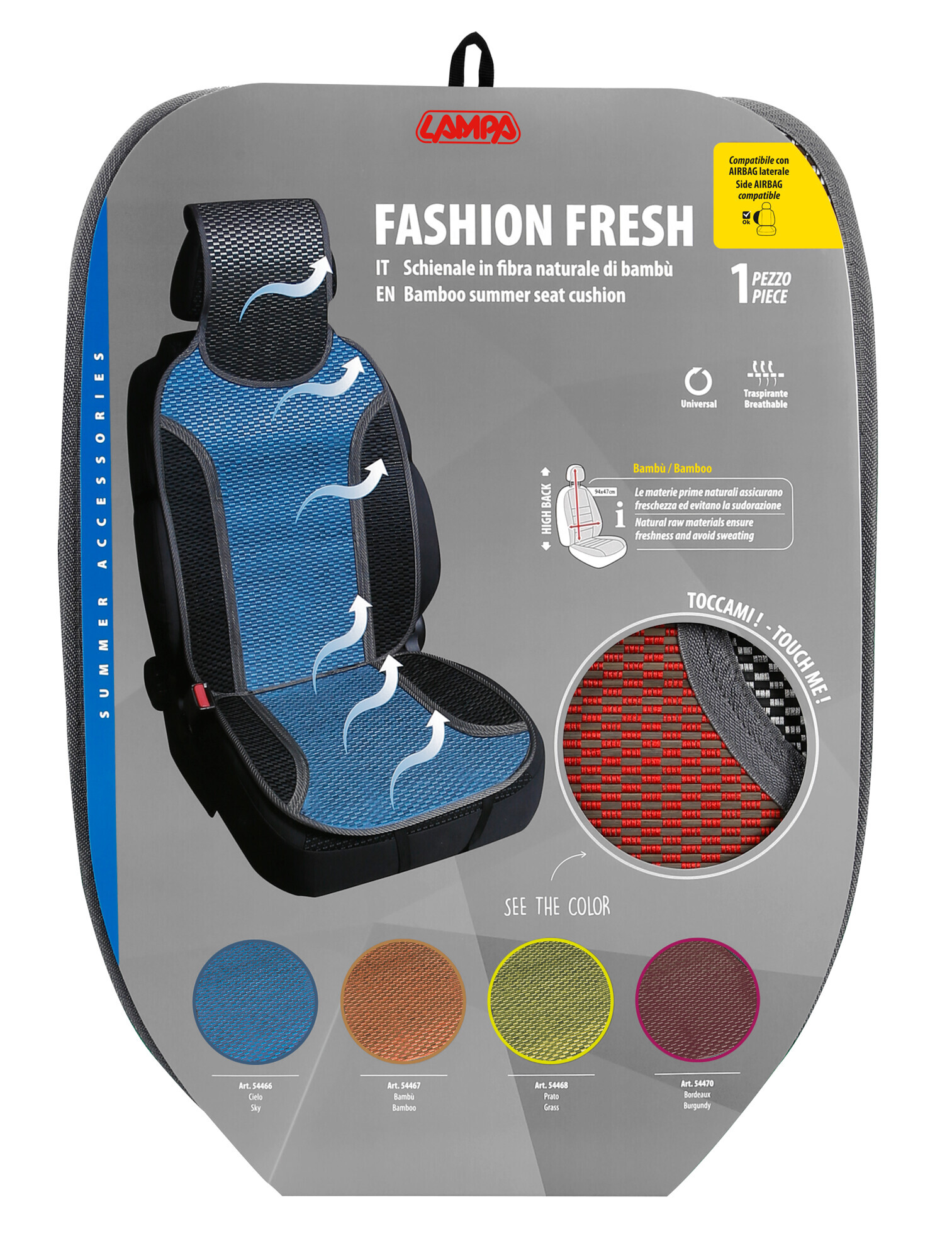 Fashion-Fresh, schienale estivo in fibra naturale di bambù - Bordeaux - immagine 3