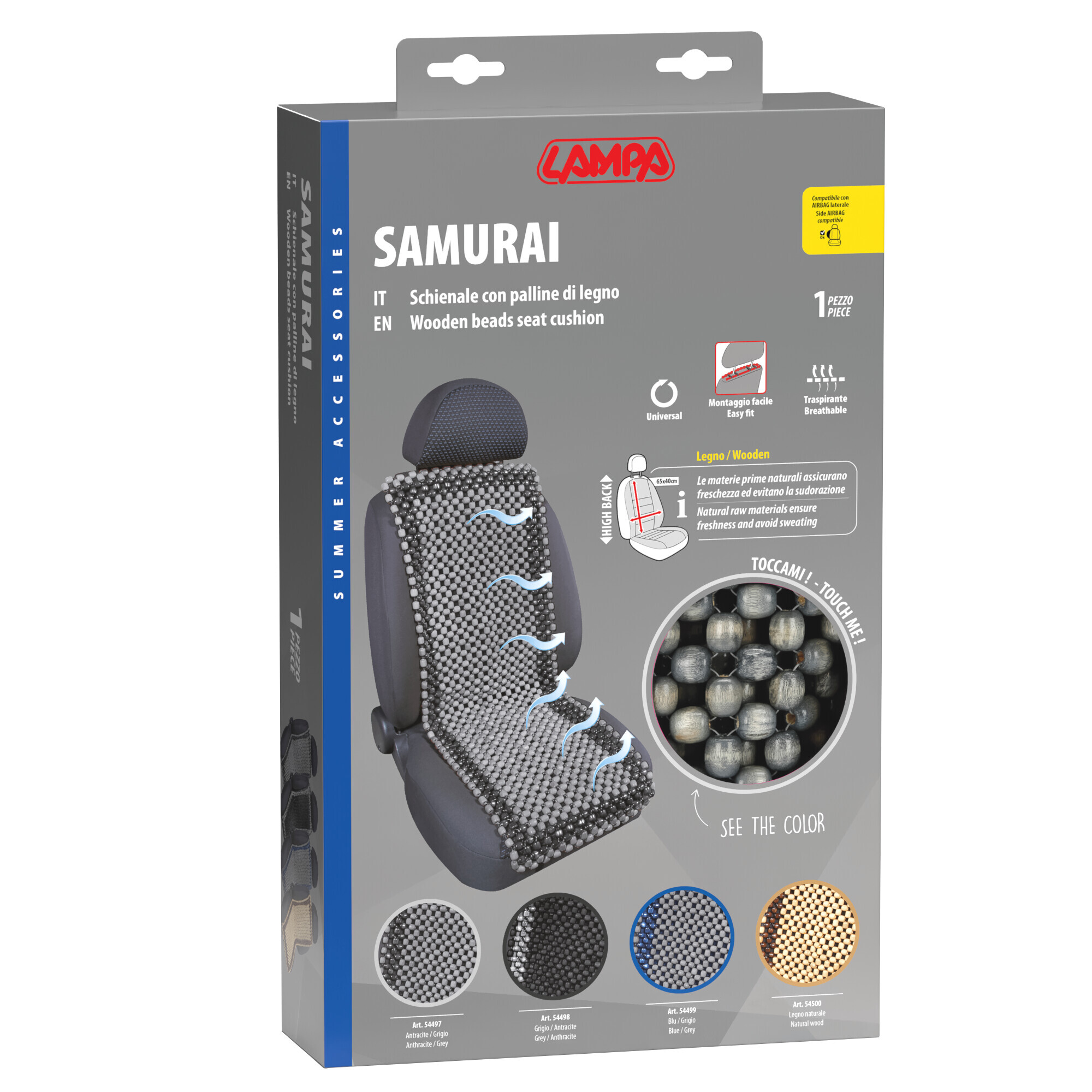 Samurai, schienale in palline di legno - Antracite/Grigio - immagine 3