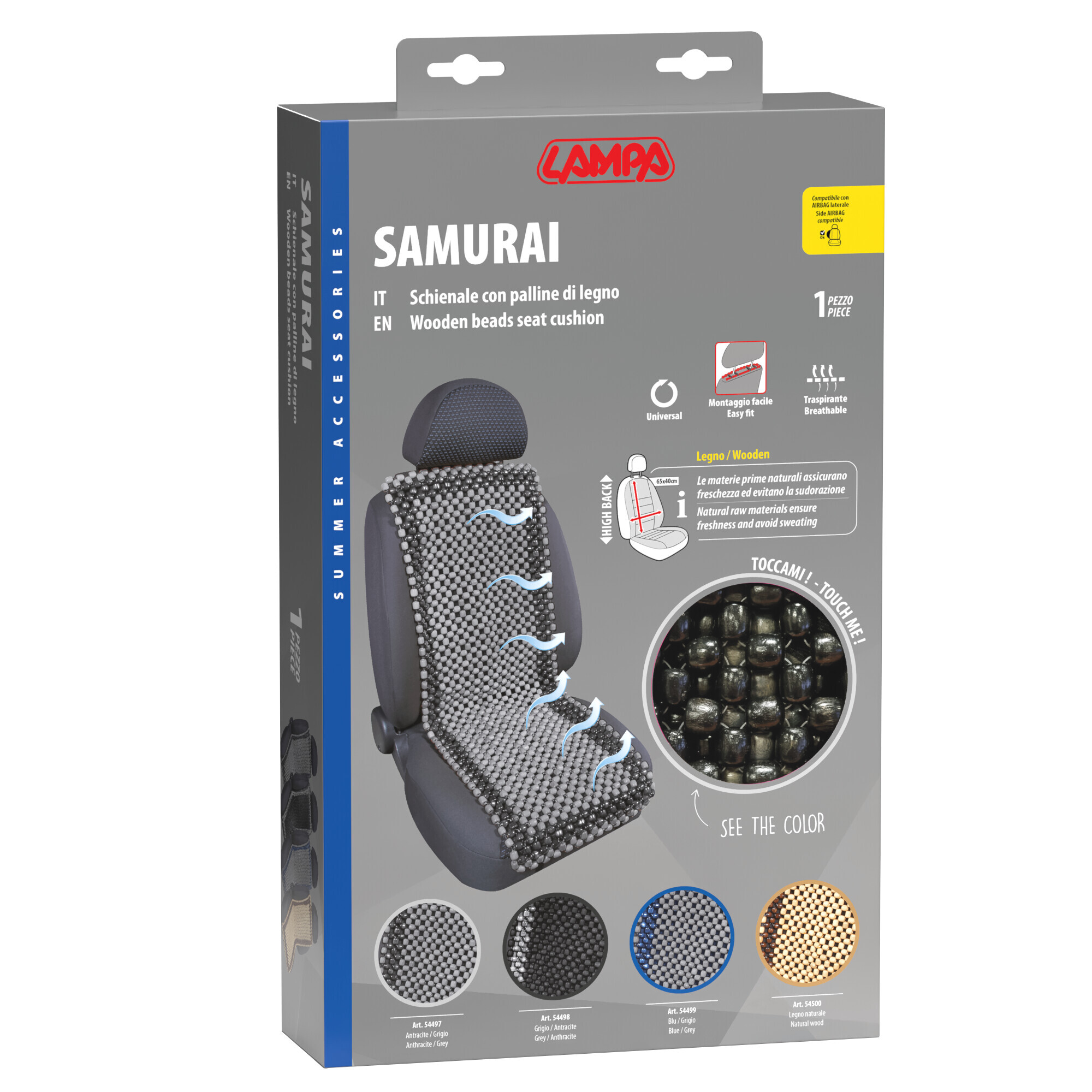 Samurai, schienale in palline di legno - Grigio/Antracite - immagine 2