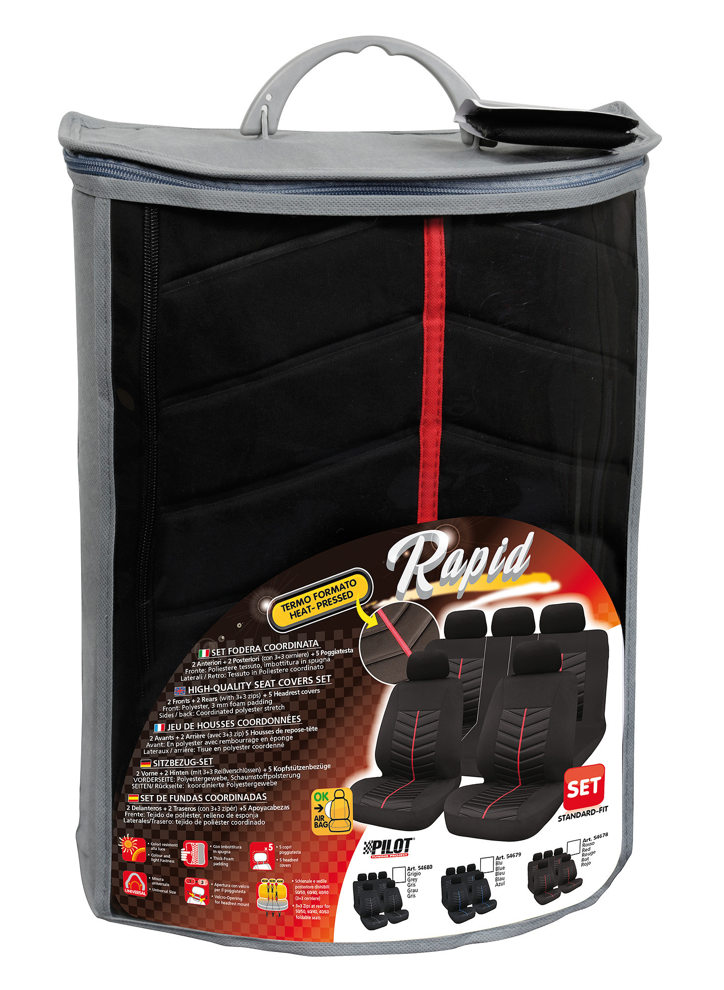 Rapid, set fodere coordinate - Nero/Rosso - immagine 3