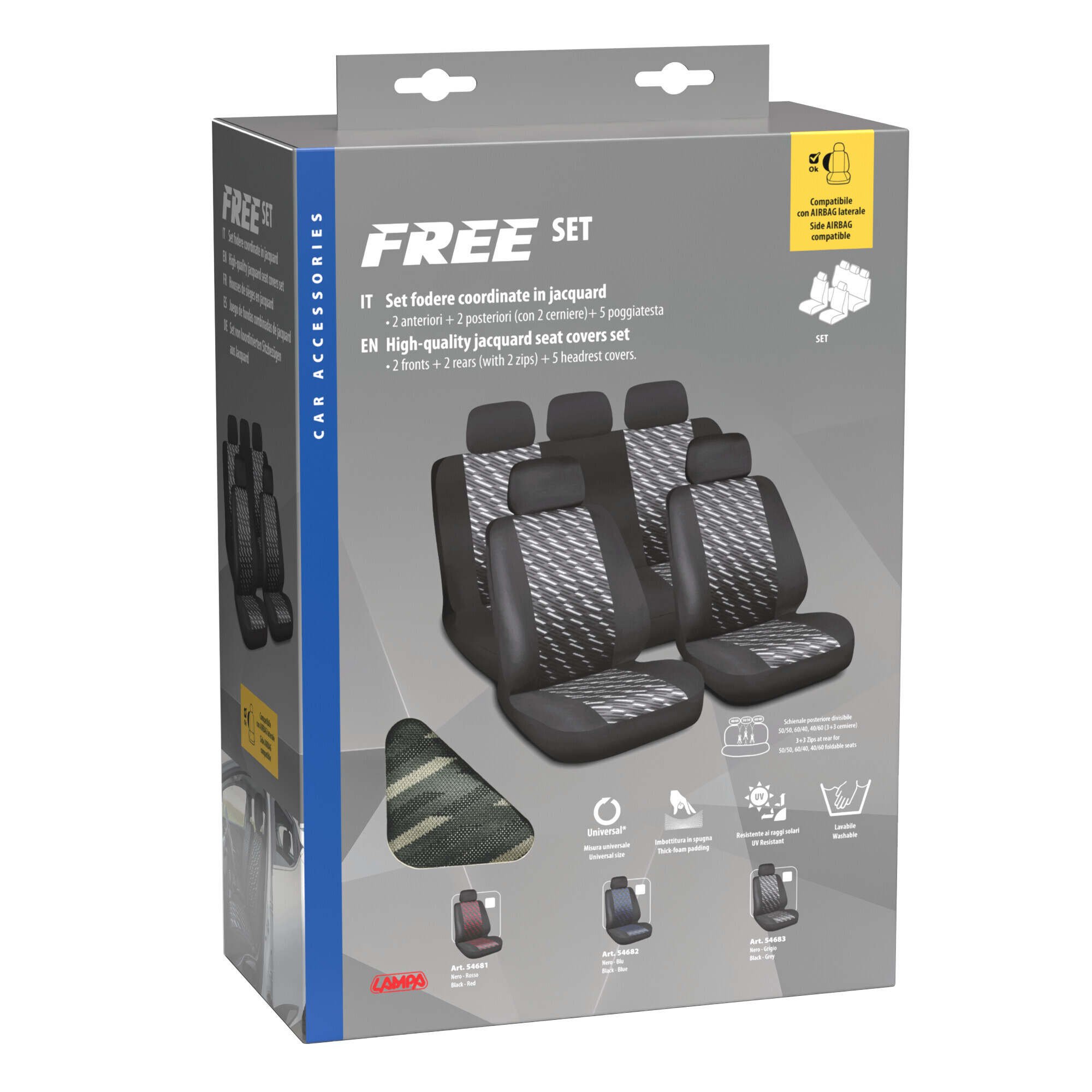 Free, set fodere coordinate - Nero/Grigio - immagine 3