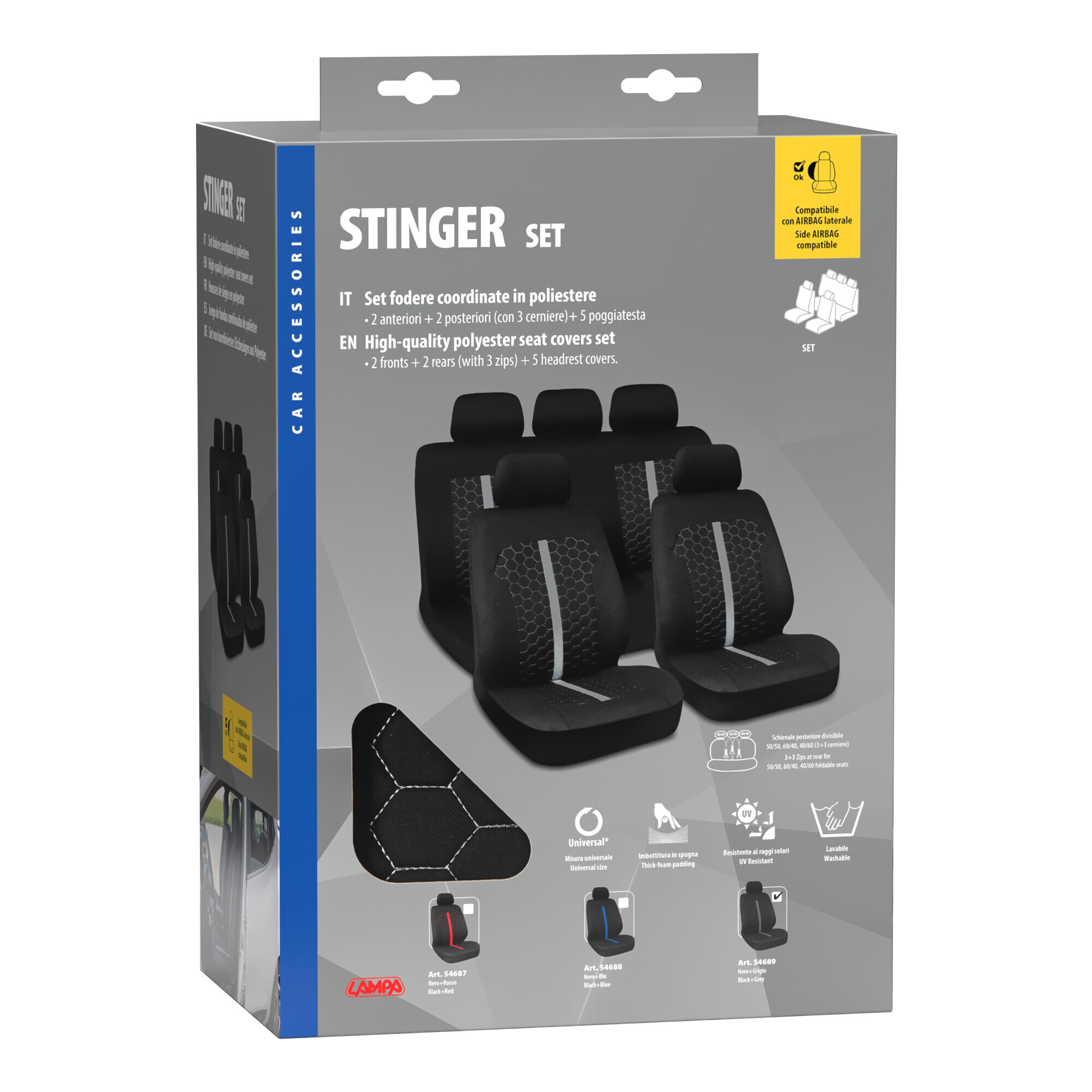 Stinger, set fodere coordinate - Nero/Grigio - immagine 3