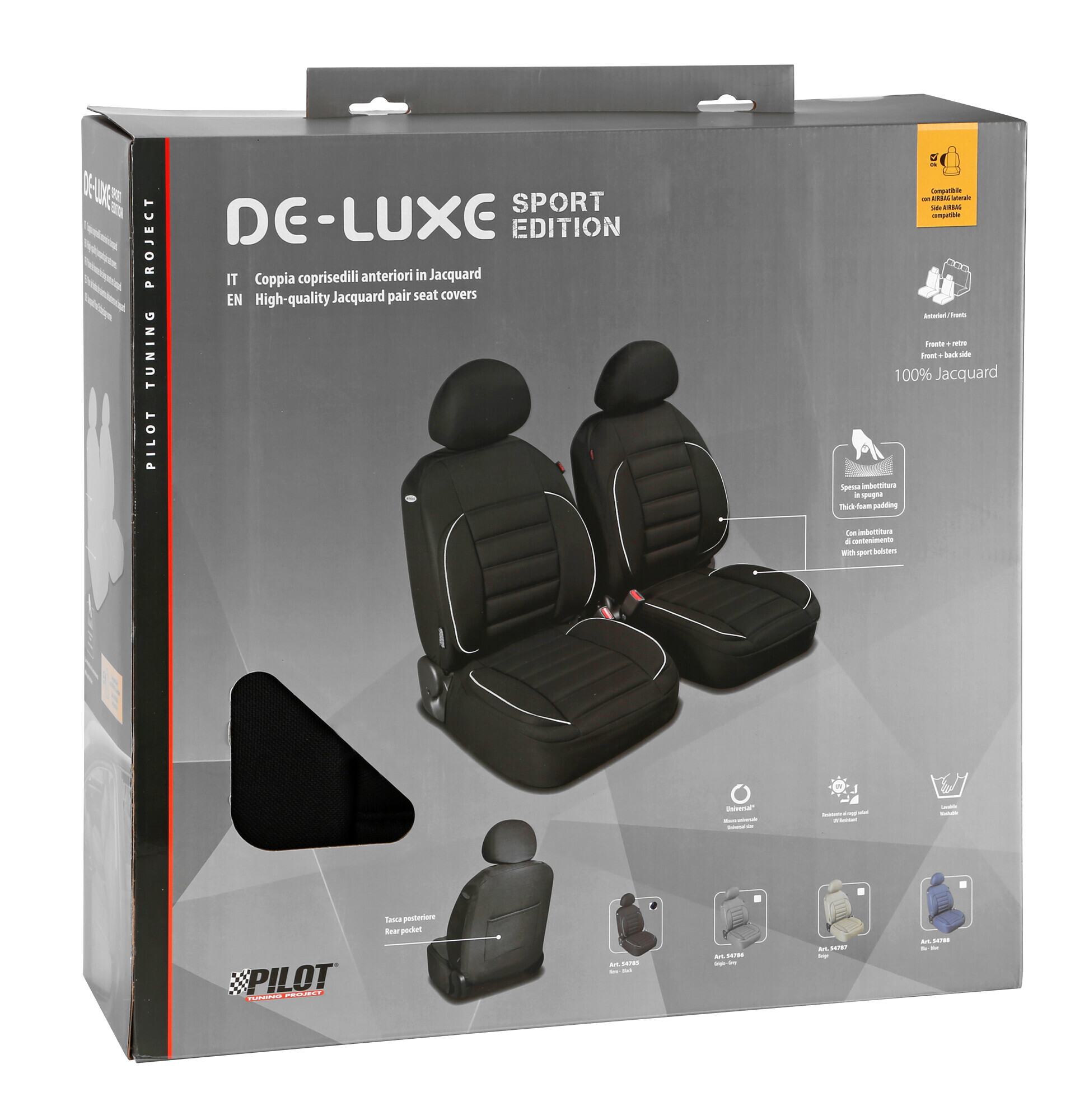 De-Luxe Sport Edition, coppia coprisedili anteriori - Nero - immagine 4