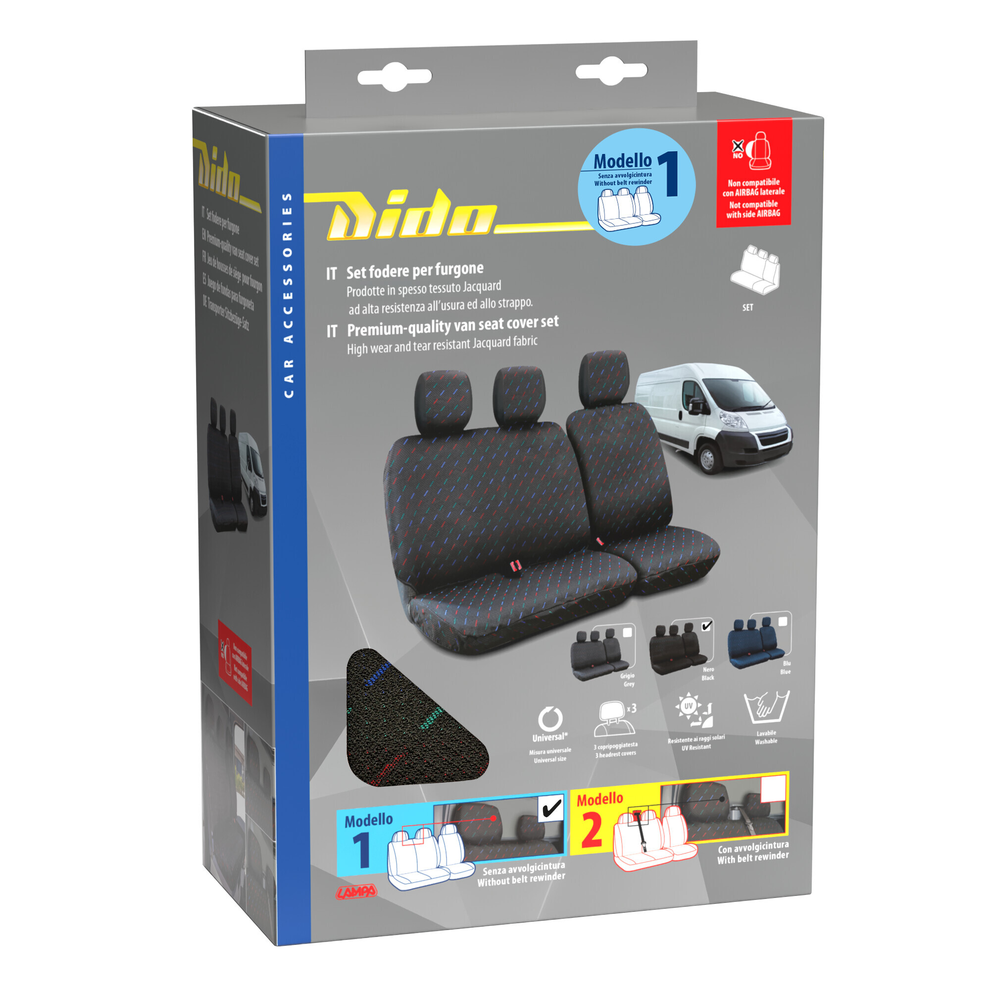 Dido-1, set fodere per furgone senza avvolgicintura - Nero - immagine 4