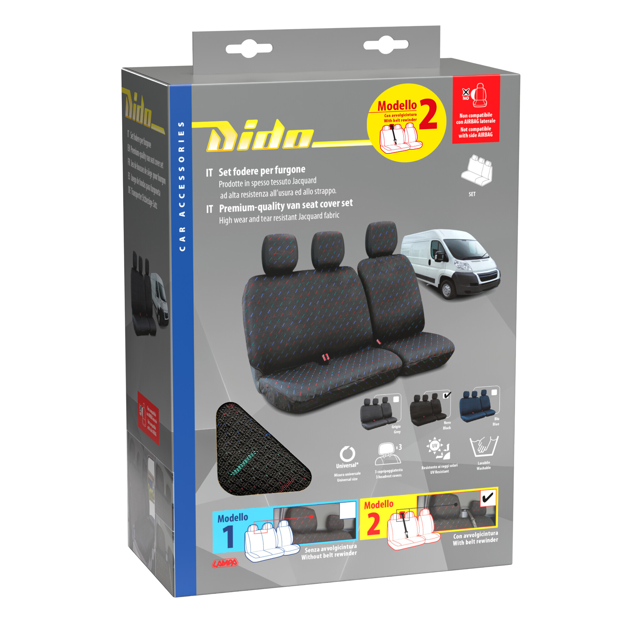 Dido-2, set fodere per furgone con avvolgicintura - Nero - immagine 4