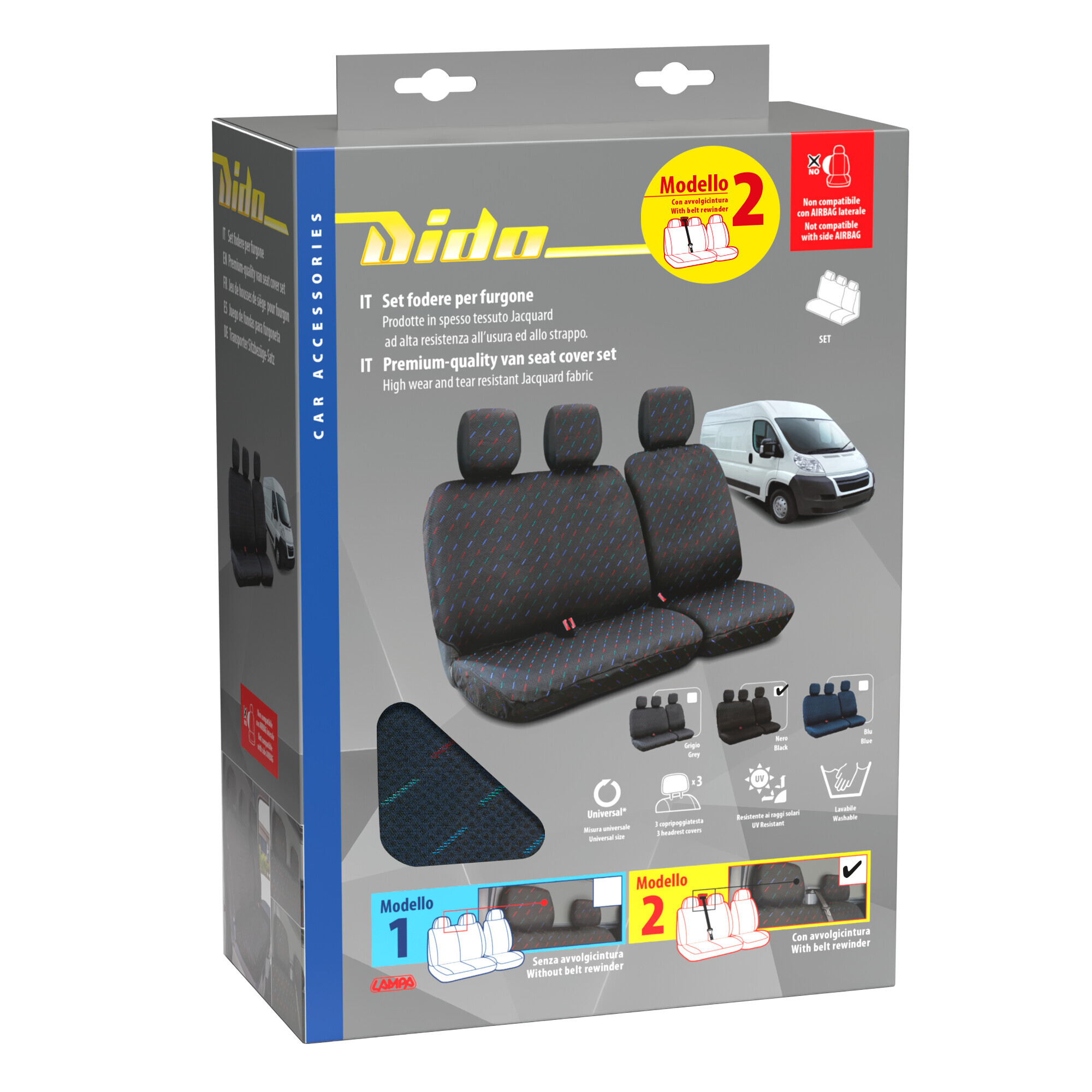 Dido-2, set fodere per furgone con avvolgicintura - Blu - immagine 4