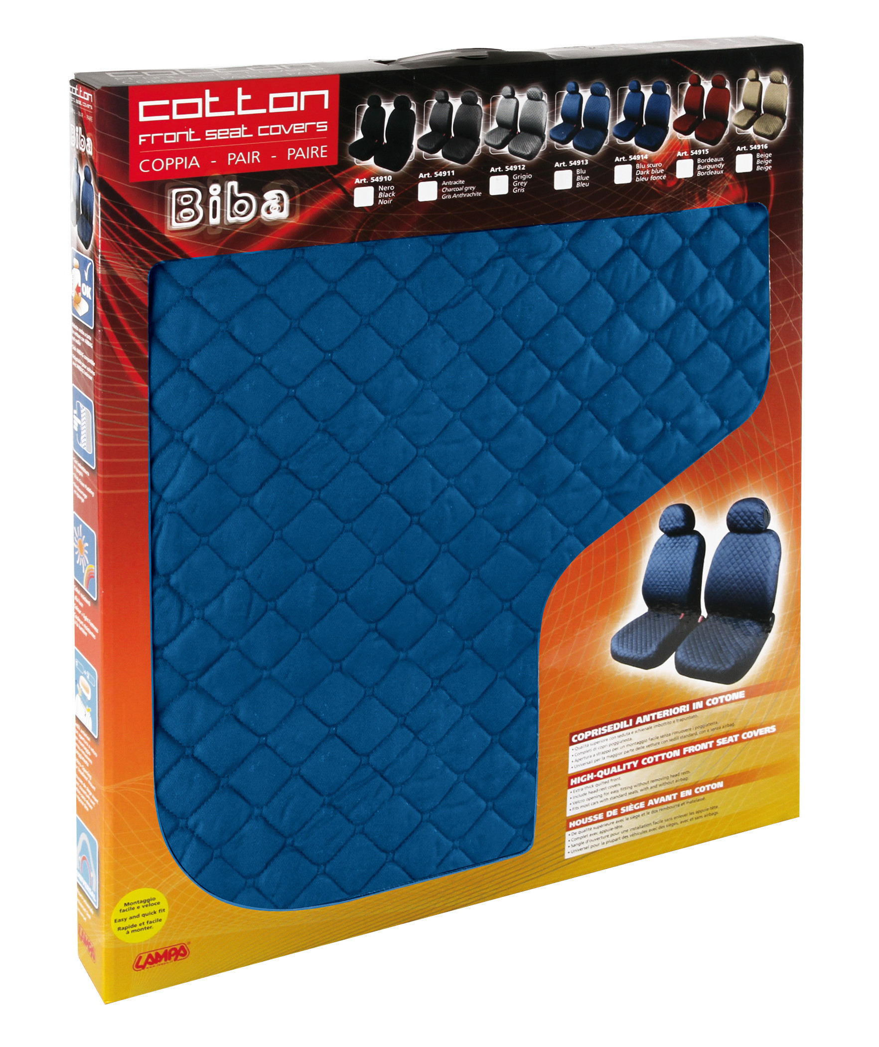 Biba, coppia coprisedili anteriori in cotone, universali - Blu - immagine 2
