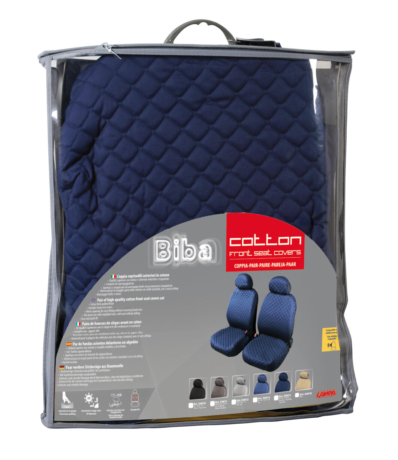 Biba, coppia coprisedili anteriori in cotone, universali - Blu scuro - immagine 3