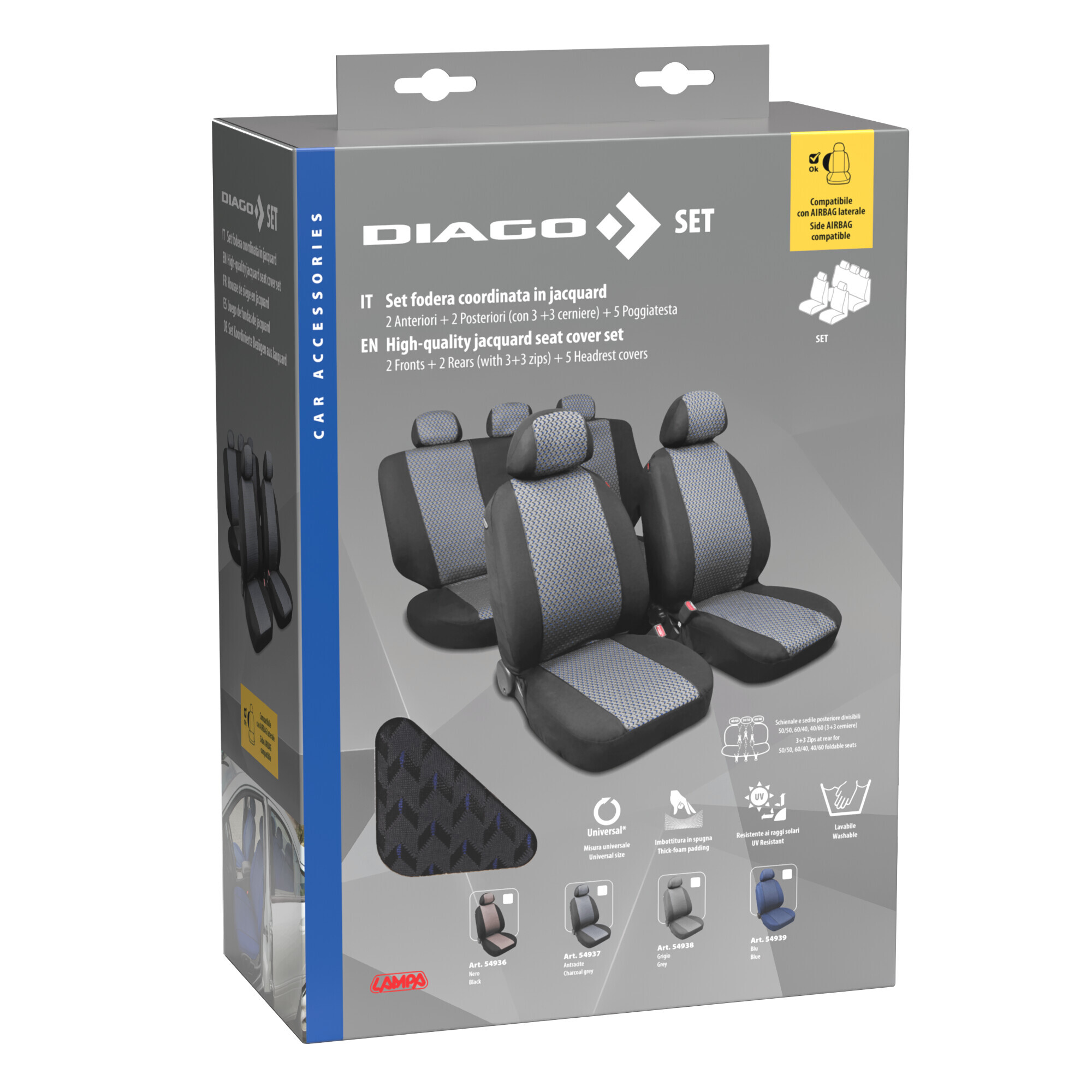 Diago, set fodere coordinate in jacquard - Antracite - immagine 2