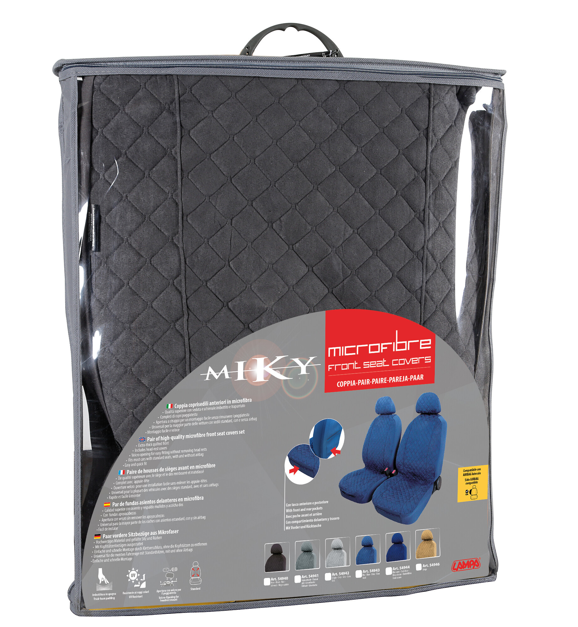 Miky, coppia coprisedili anteriori in microfibra, universali - Antracite - immagine 2