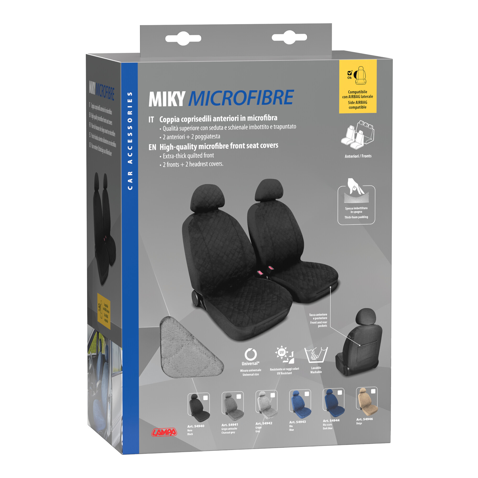 Miky, coppia coprisedili anteriori in microfibra, universali - Grigio - immagine 2