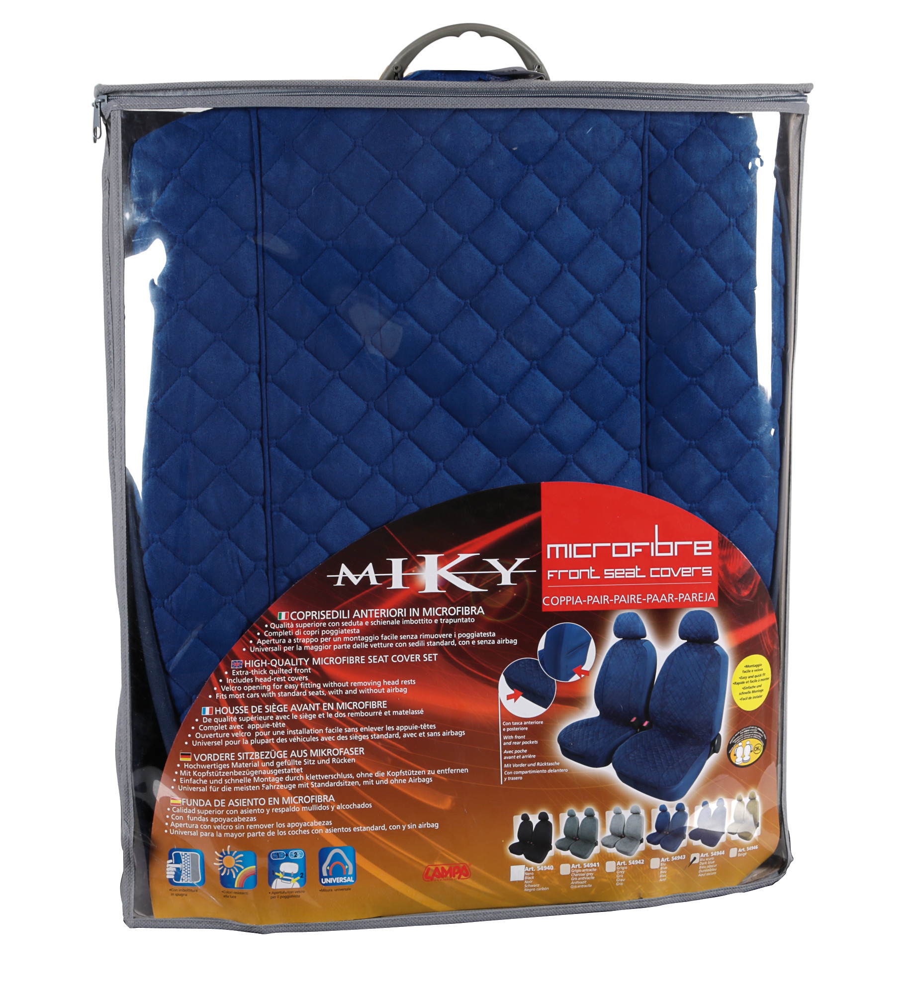 Miky, coppia coprisedili anteriori in microfibra, universali - Blu scuro - immagine 2