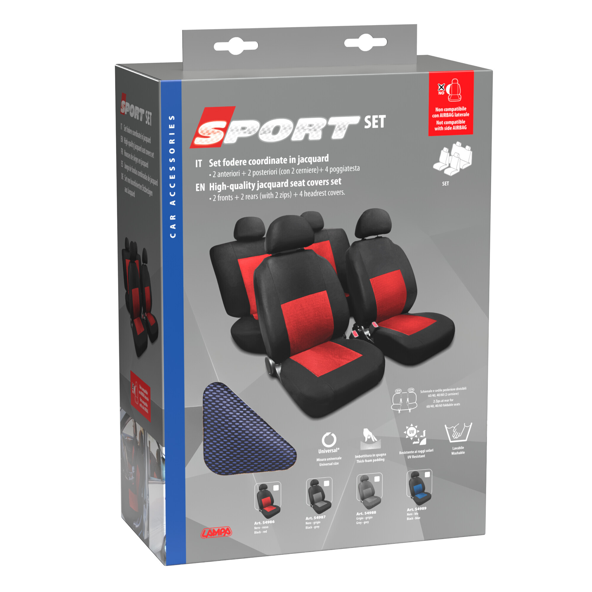 Sport, set fodere coordinate in jacquard - Blu/Nero - immagine 3