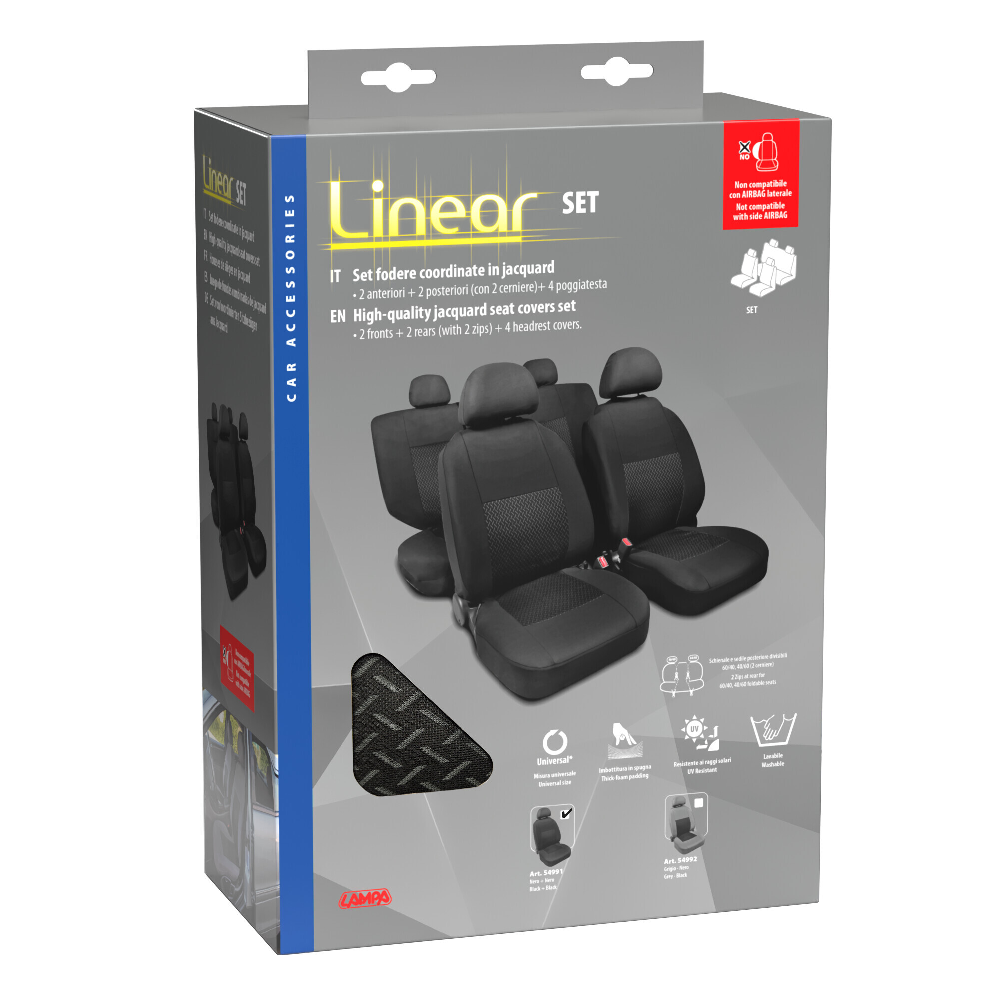 Linear, set fodere coordinate in jacquard - Nero - immagine 4