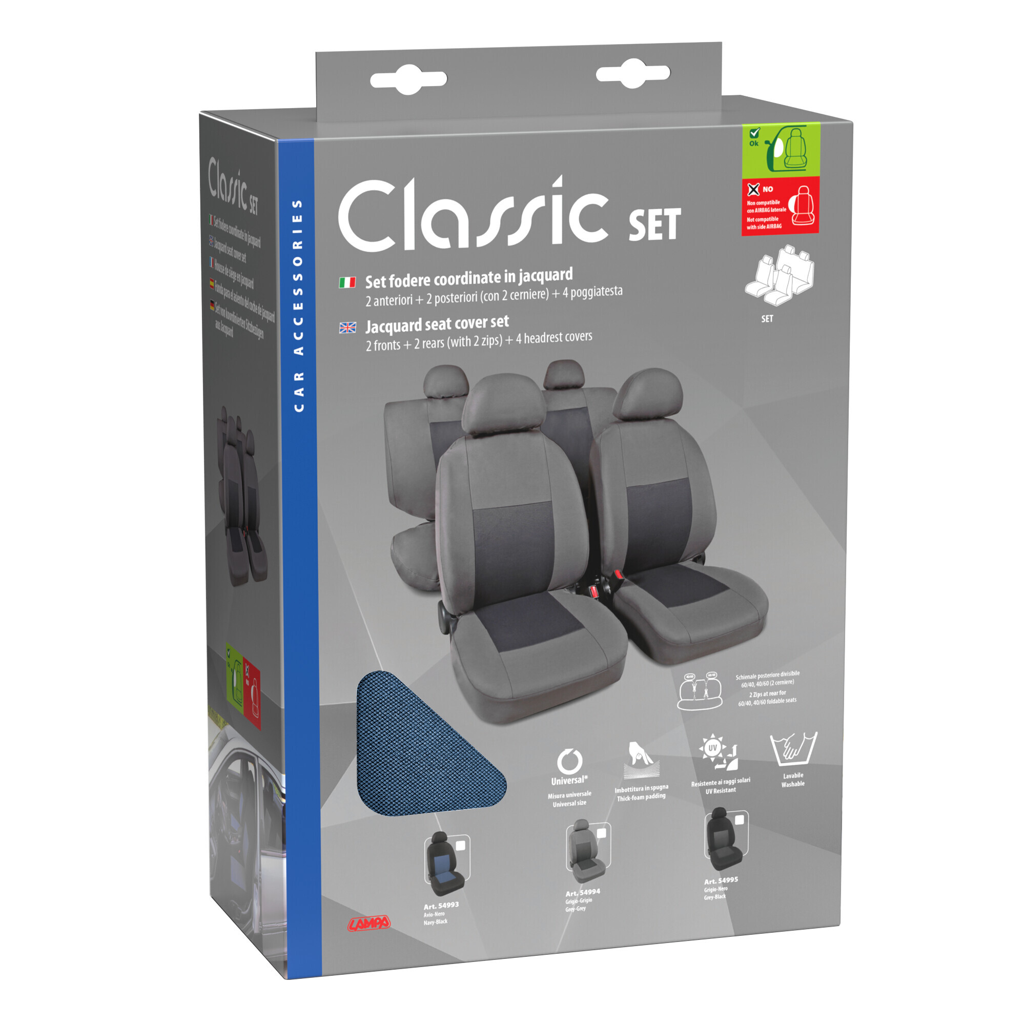 Classic, set fodere coordinate in jacquard - Avio/Nero - immagine 4
