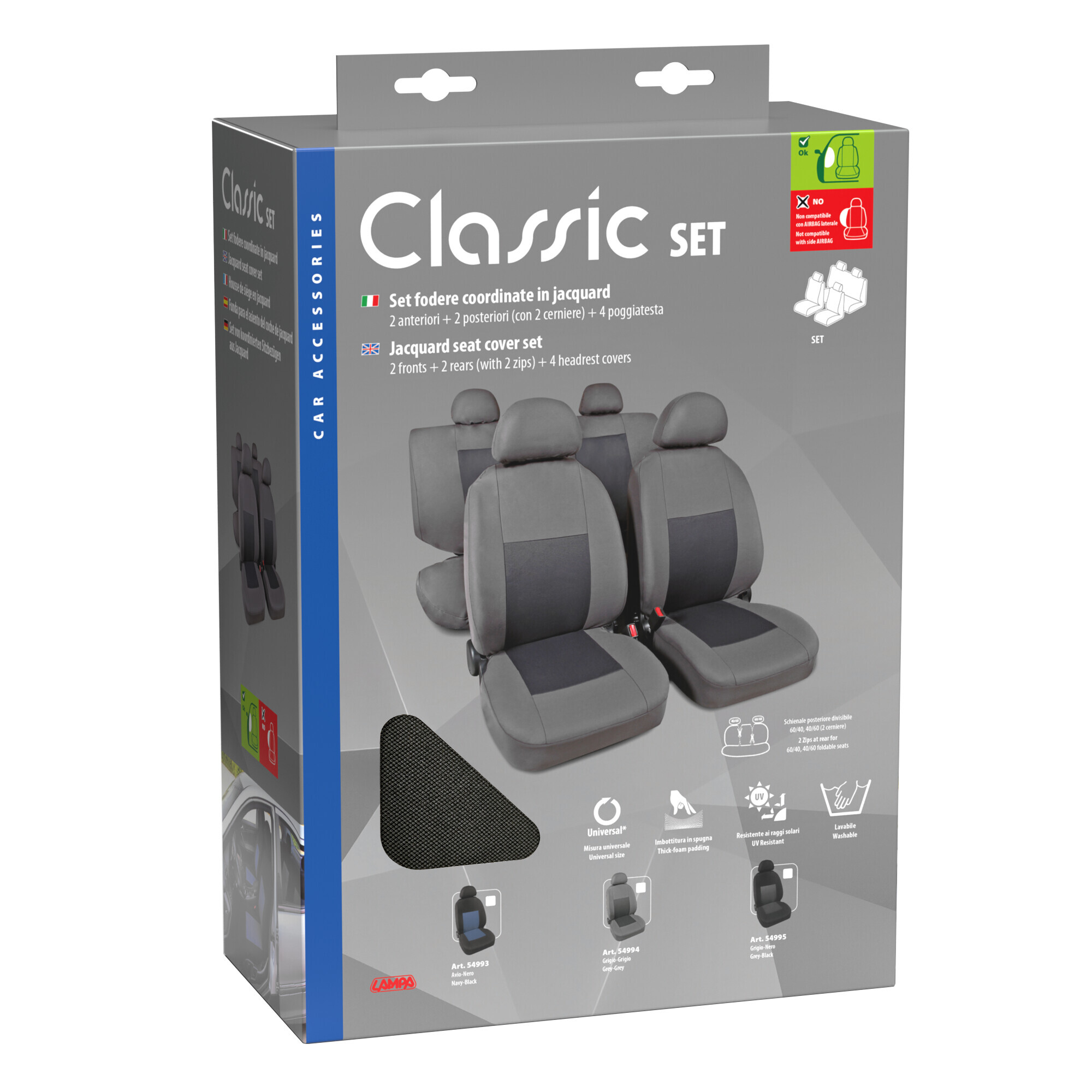 Classic, set fodere coordinate in jacquard - Grigio/Nero - immagine 3