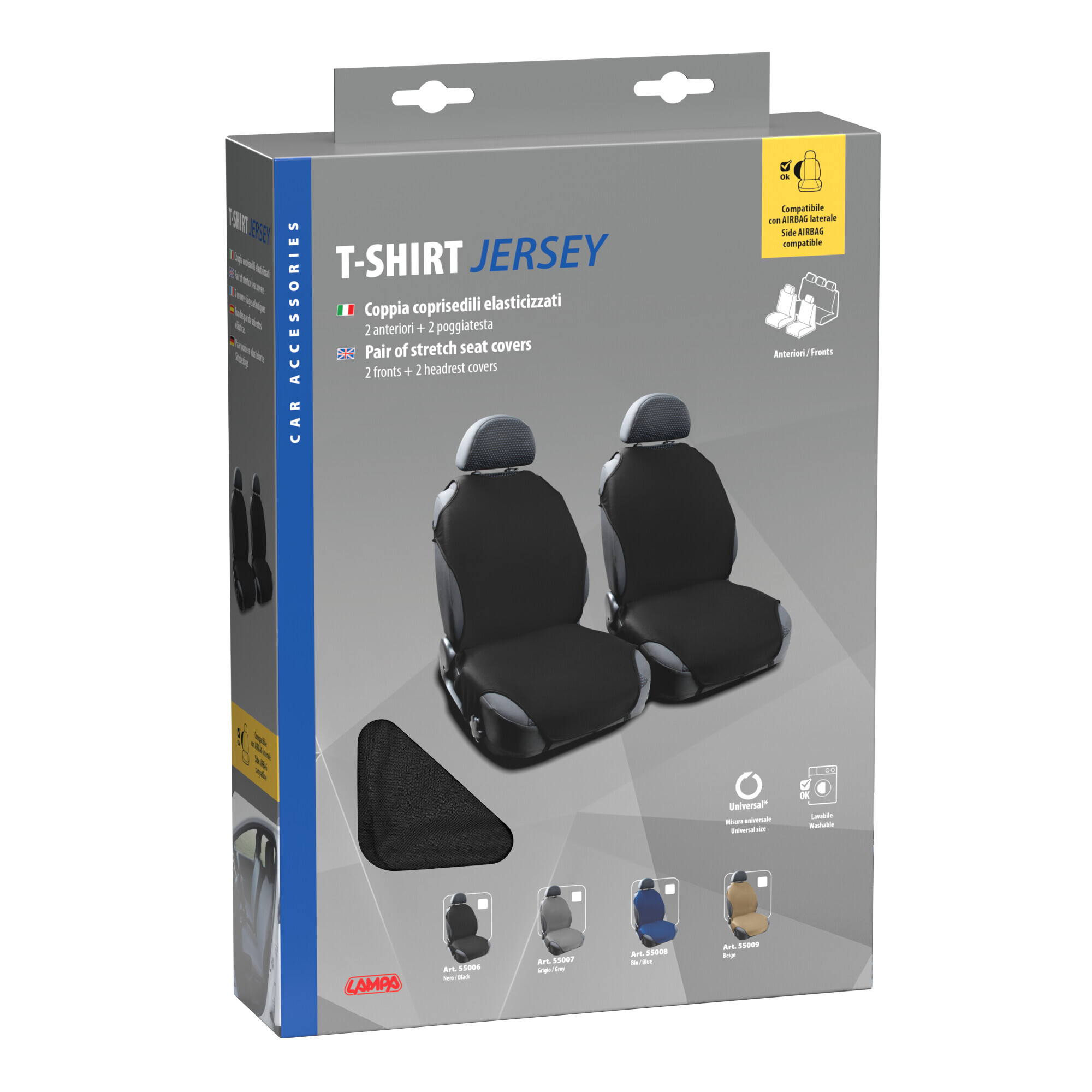 T-Shirt, coppia coprisedili elasticizzati - Nero - immagine 2