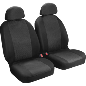 Duka XL-Fit, coppia coprisedili anteriori in tessuto jacquard e poliestere elasticizzati - Nero