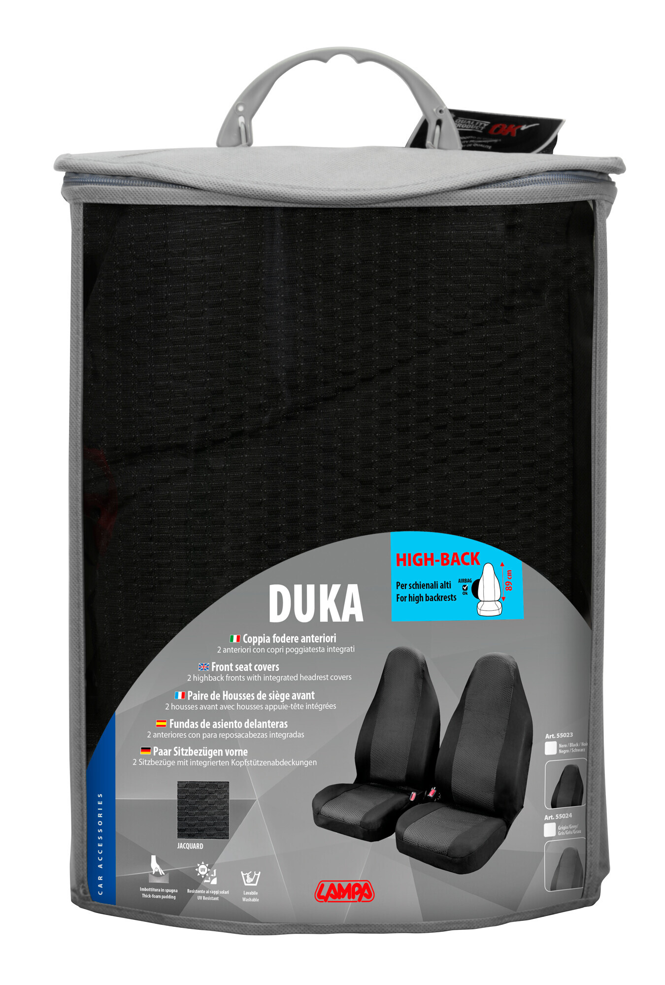 Duka High-Back, coppia coprisedili anteriori in tessuto jacquard e poliestere elasticizzati - Nero - immagine 4