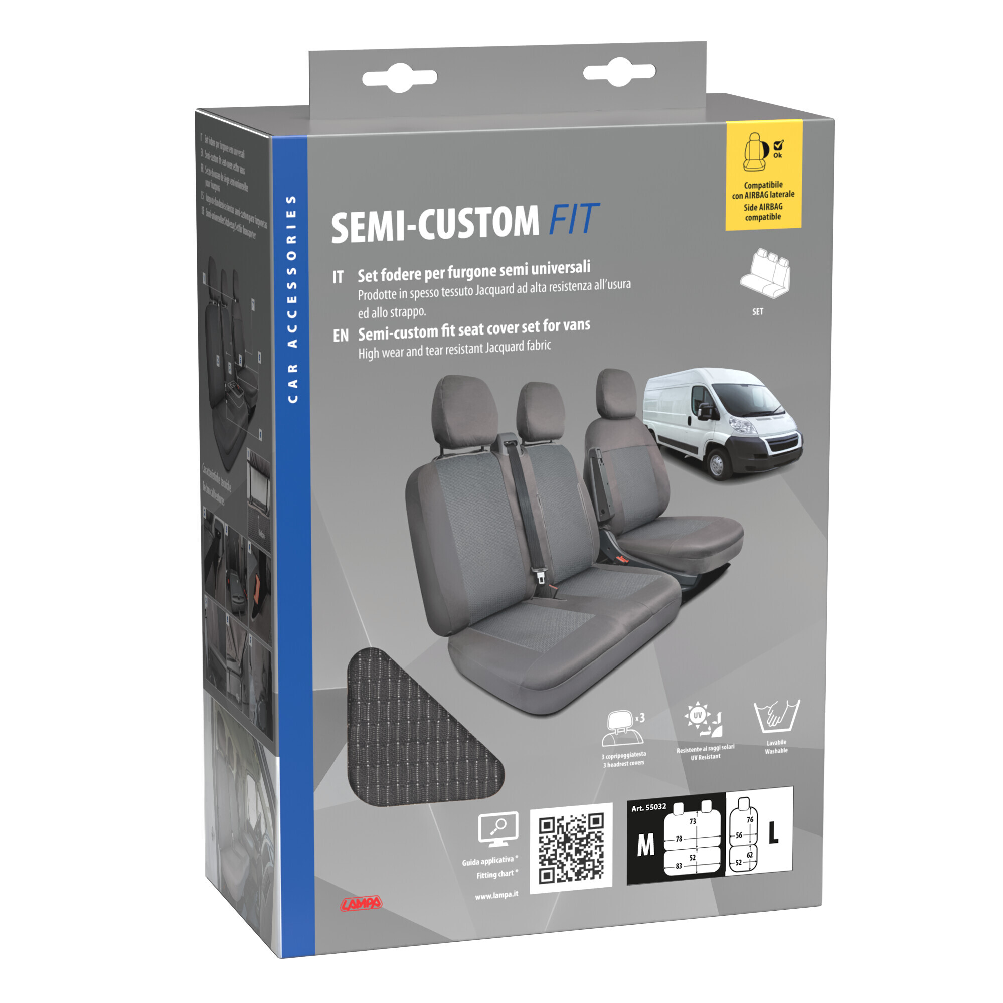 Set fodere semi-custom per furgoni - Grigio - Guidatore L - Panchina M - immagine 13