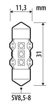 12V Ultra-Lumen Series - 11,3x31 mm - SV8,5-8 - 1 pz - Scatola - Bianco - Doppia polarità - immagine 2