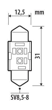 12/24V Pro-User Series - 12,5x31 mm - SV8,5-8 - 1 pz - Scatola - Bianco - Doppia polarità - Resistenza incorporata - immagine 2