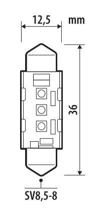12/24V Pro-User Series - 12,5x36 mm - SV8,5-8 - 1 pz - Scatola - Bianco - Doppia polarità - Resistenza incorporata - immagine 2