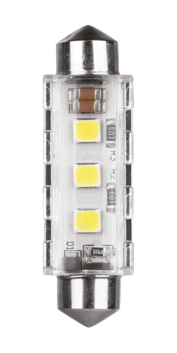 12/24V Pro-User Series - 12,5x41 mm - SV8,5-8 - 1 pz - Scatola - Bianco - Doppia polarità - Resistenza incorporata