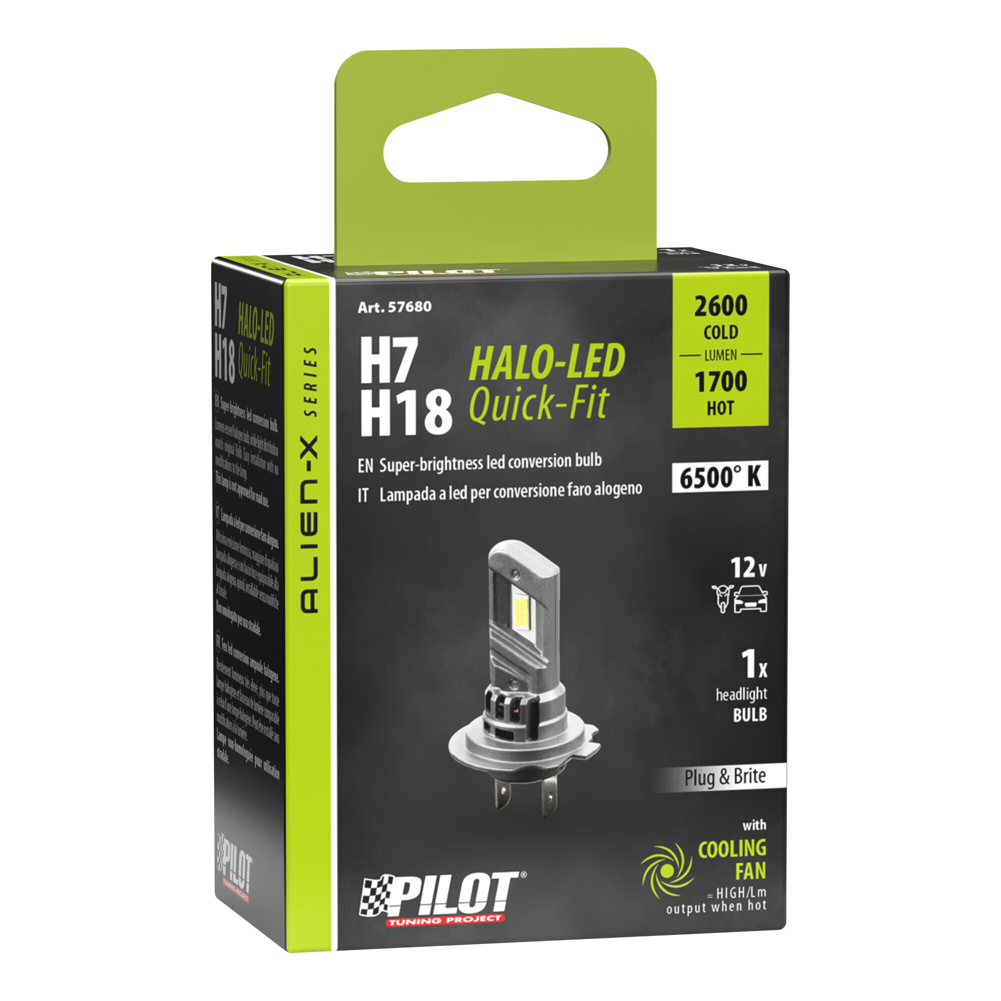 12V Halo Led Alien-X Series Quick-Fit - (H7-H18) - 22W - PX26d / PY26d-1 - 1 pz - Scatola - immagine 3