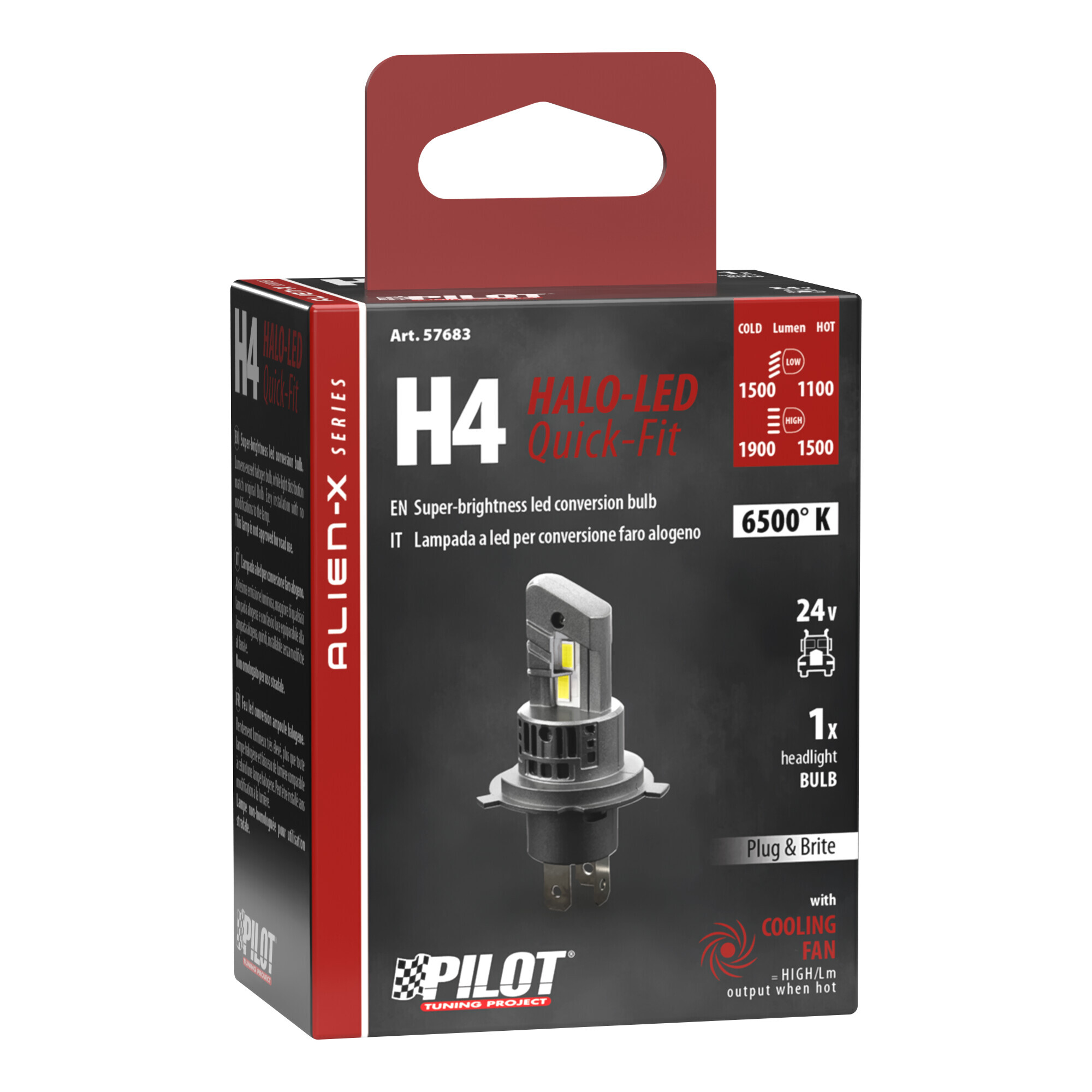 24V Halo Led Alien-X Series Quick-Fit - (H4) - 22W - P43t - 1 pz - Scatola - immagine 3