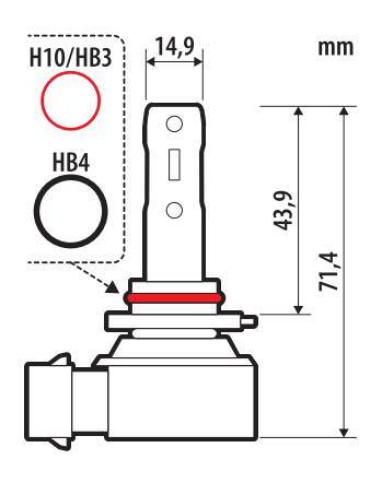 12V Halo Led Hyper Series Quick-Fit - (H10-HB3-HB4) - 15W - PY20d / P20d / P22d - 1 pz - Scatola - immagine 2