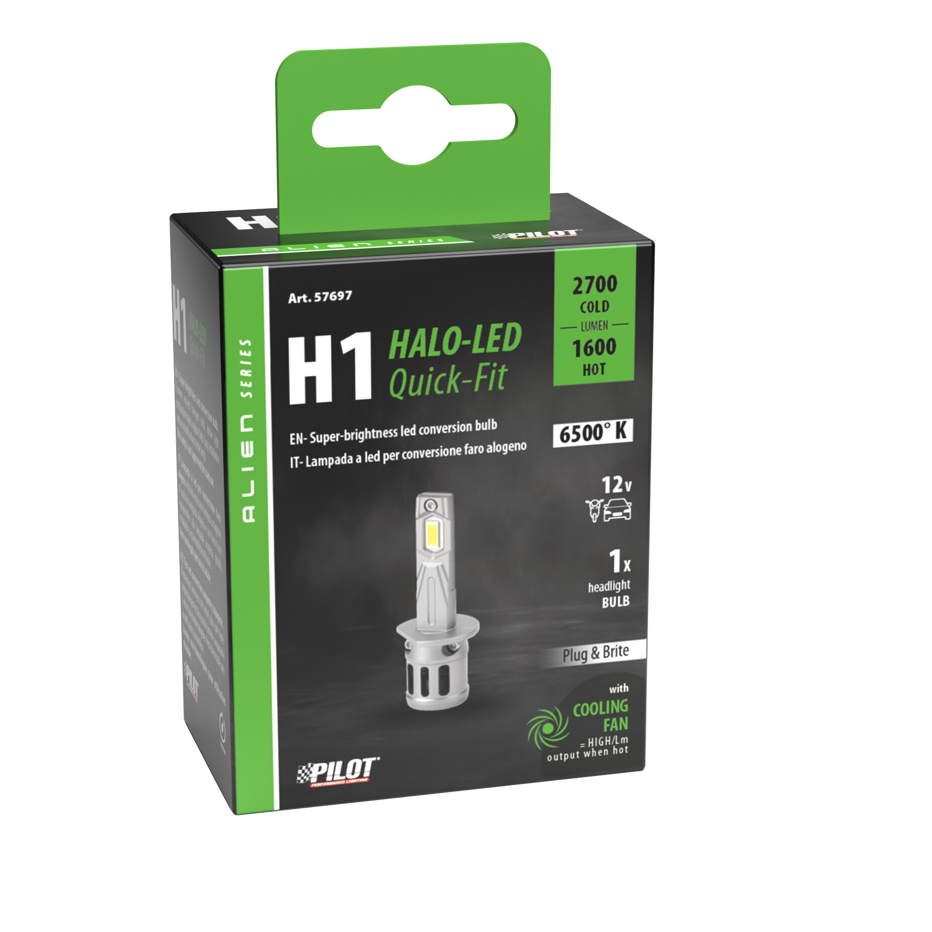 12V Halo Led Alien Series Quick-Fit - (H1) - 25W - P14,5s - 1 pz - Scatola - immagine 4