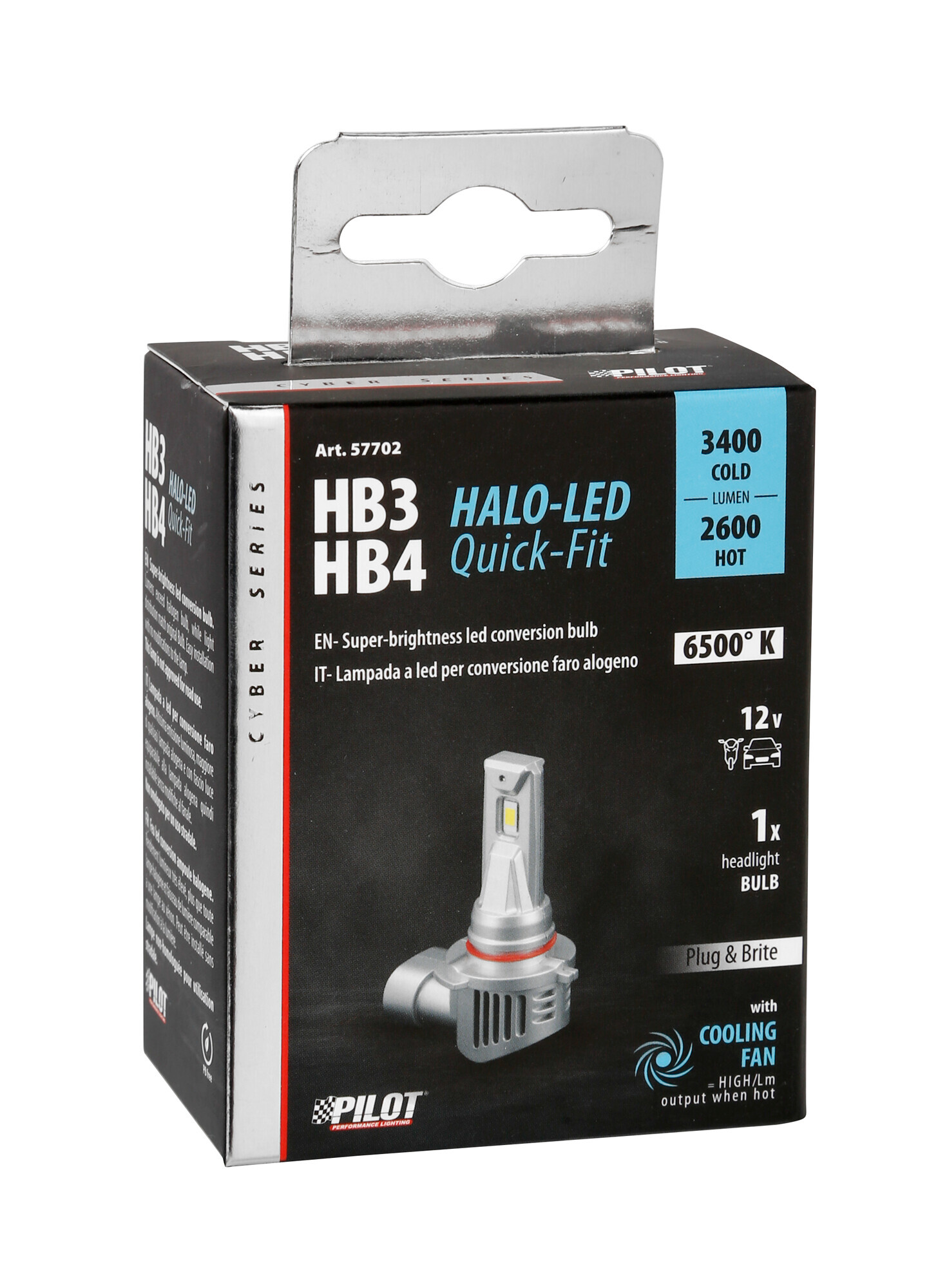 12V Halo Led Cyber Series Quick-Fit - (HB3-HB4) - 36W - P20d/P22d - 1 pz - Scatola - immagine 5