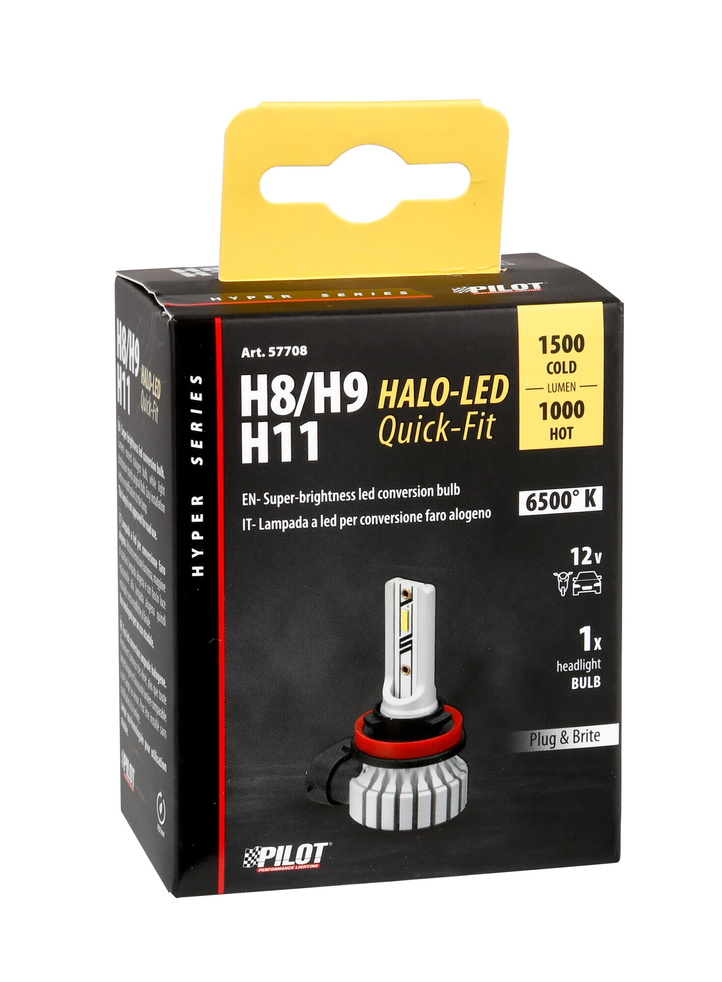 12V Halo Led Hyper Series Quick-Fit - (H8-H9-H11) - 15W - PGJ19-1/2/5 - 1 pz - Scatola - immagine 5